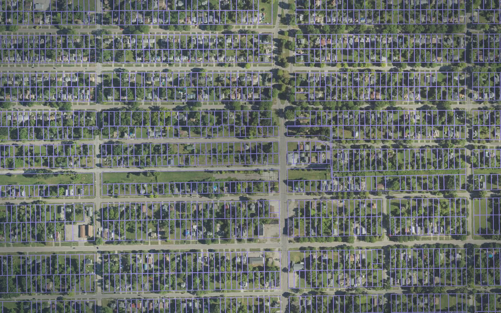 Parcel boundaries over aerial imagery of Genesee County, Michigan
