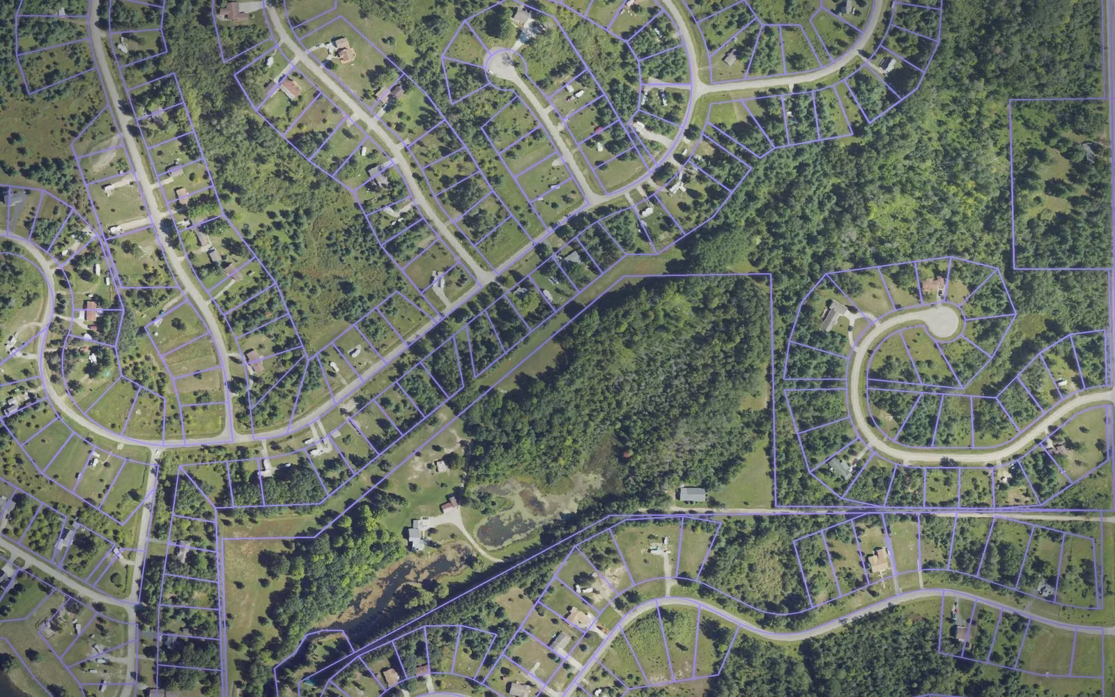 Parcel boundaries over aerial imagery of Gladwin County, Michigan