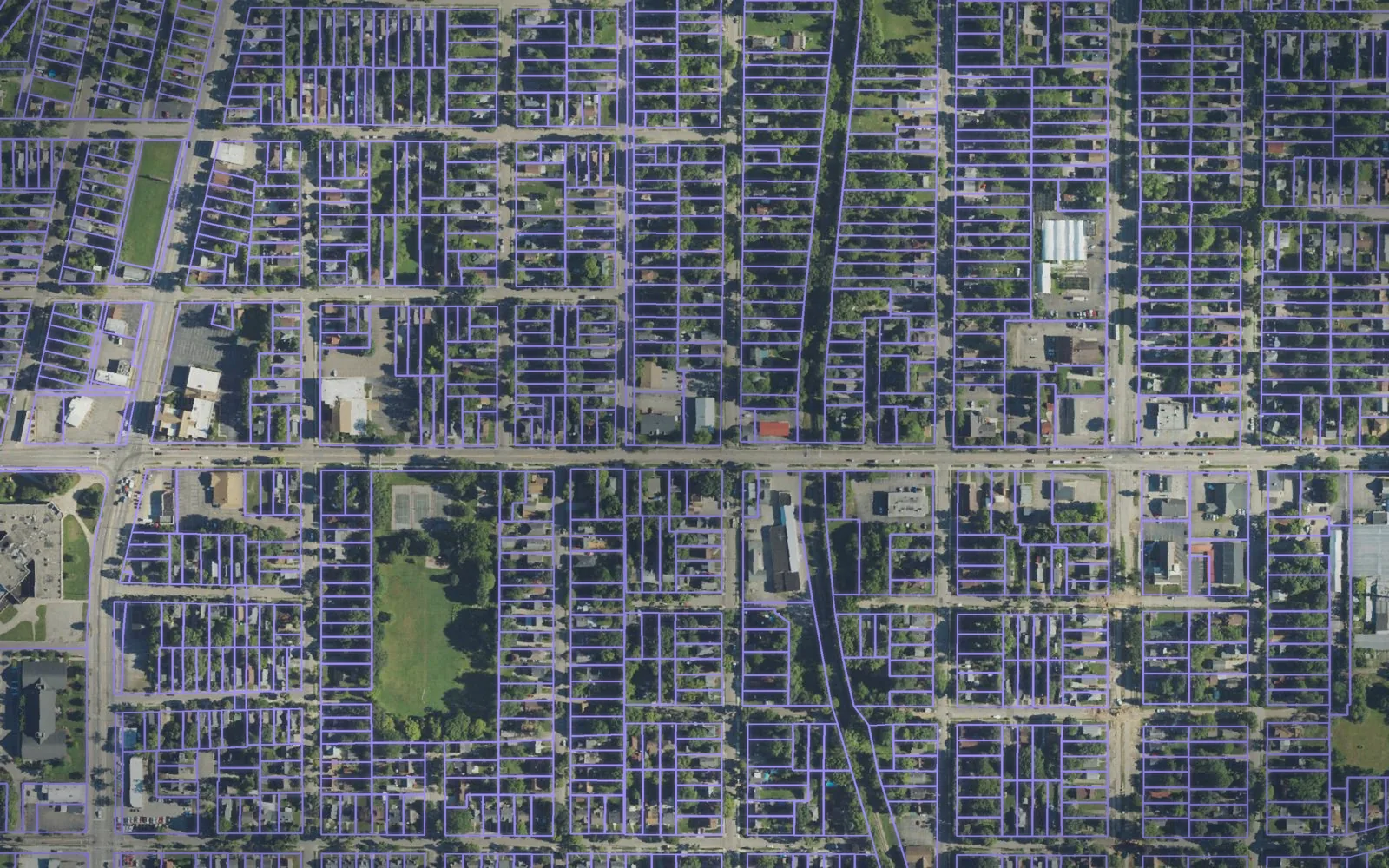Parcel boundaries over aerial imagery of Ingham County, Michigan