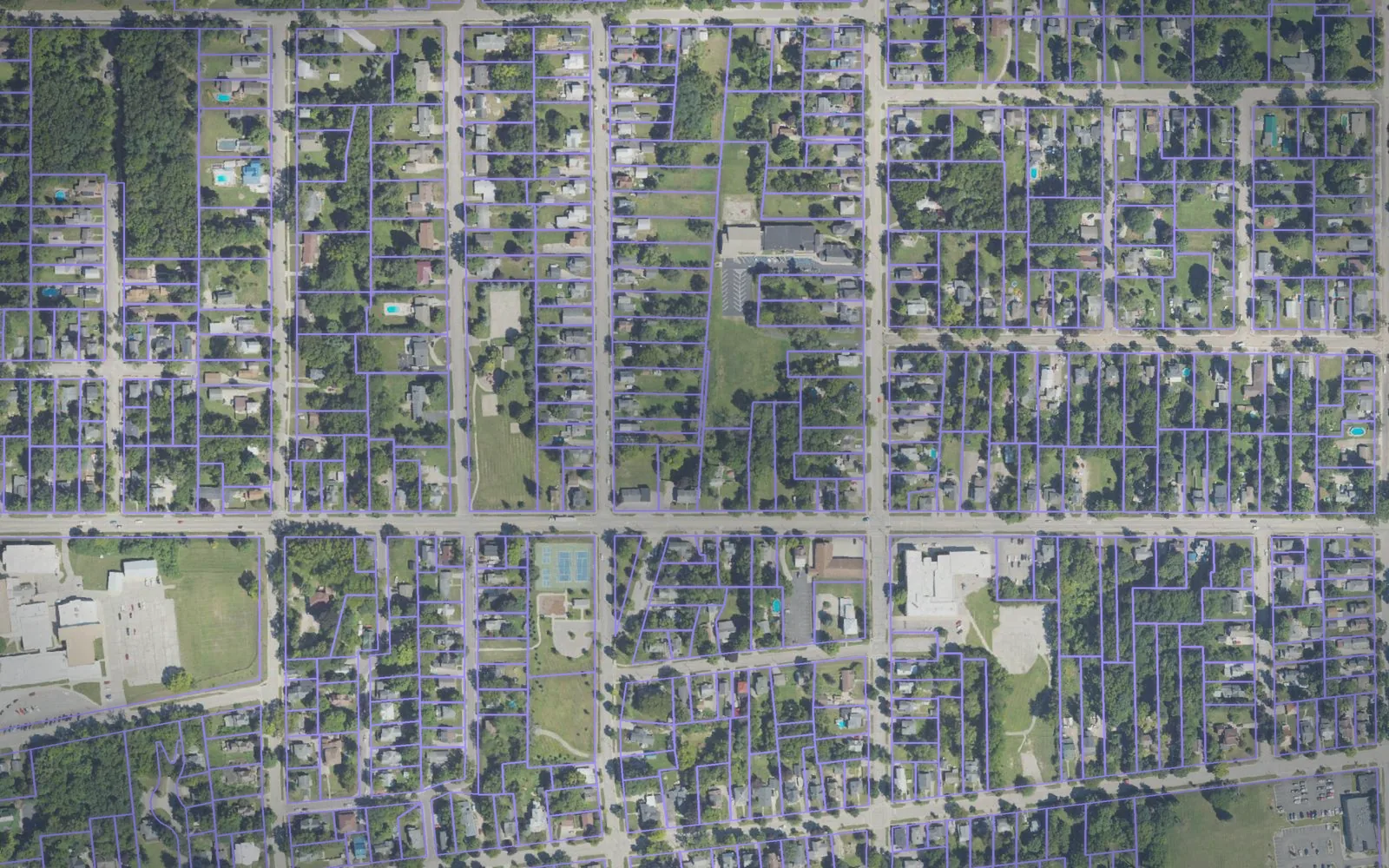 Parcel boundaries over aerial imagery of Ionia County, Michigan