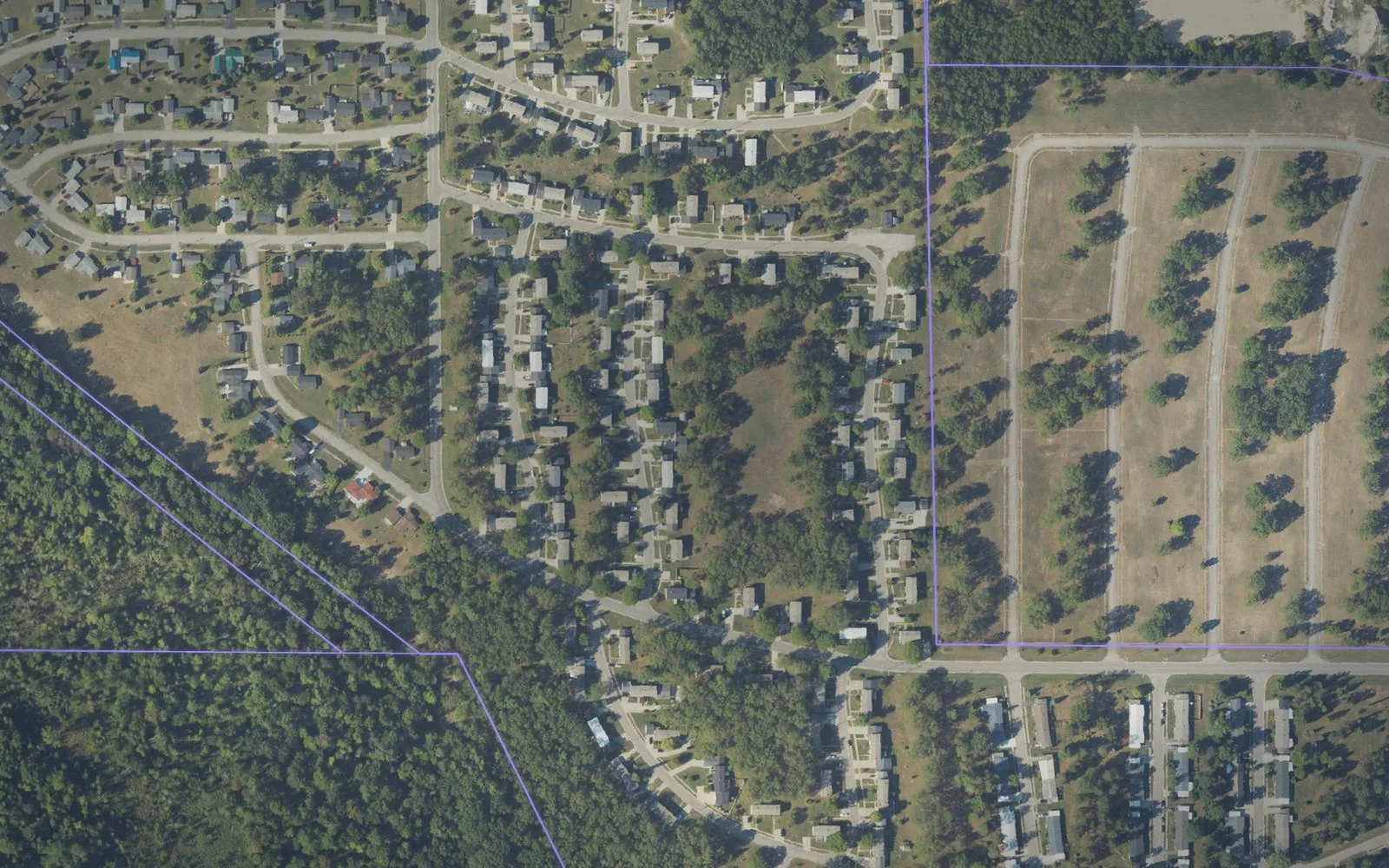 Parcel boundaries over aerial imagery of Iosco County, Michigan
