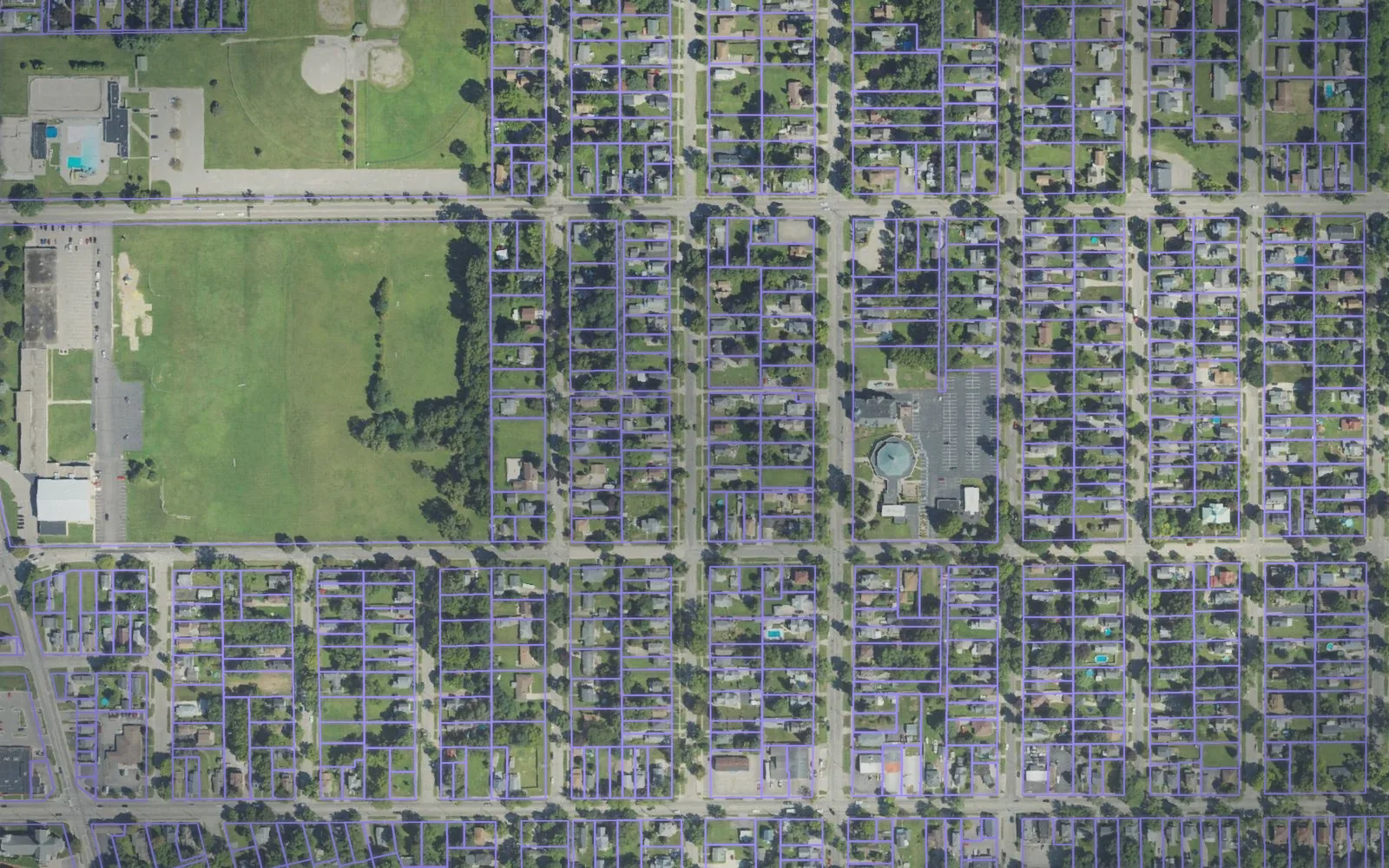 Parcel boundaries over aerial imagery of Jackson County, Michigan