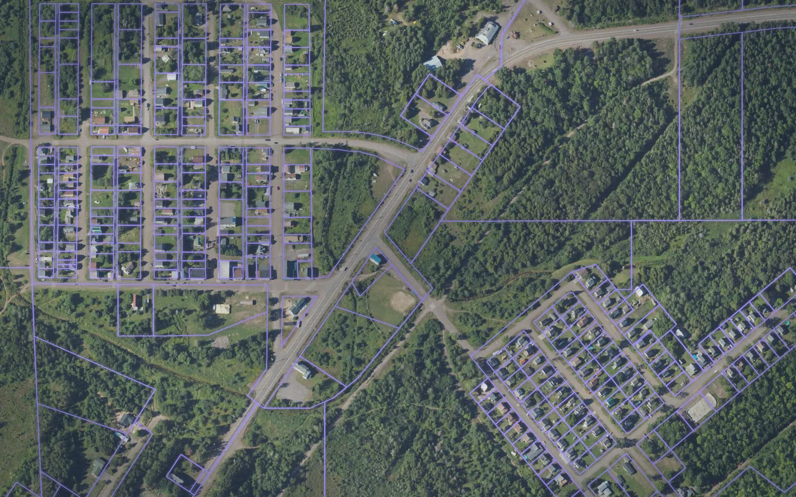 Parcel boundaries over aerial imagery of Keweenaw County, Michigan