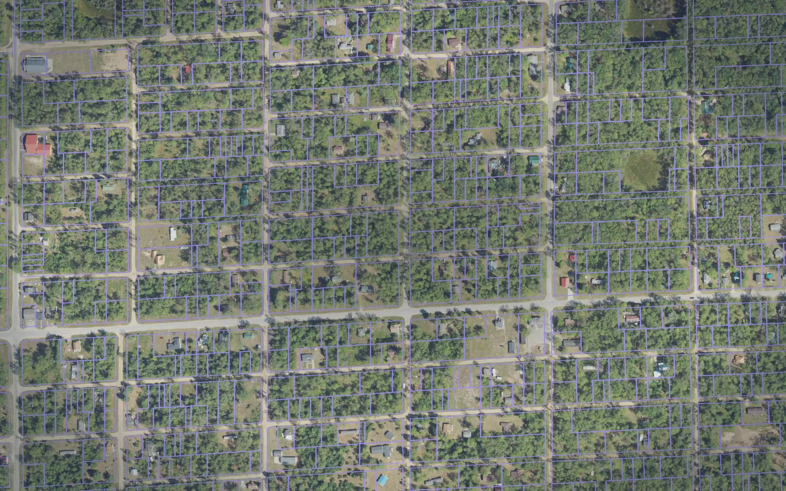 Parcel boundaries over aerial imagery of Lake County, Michigan