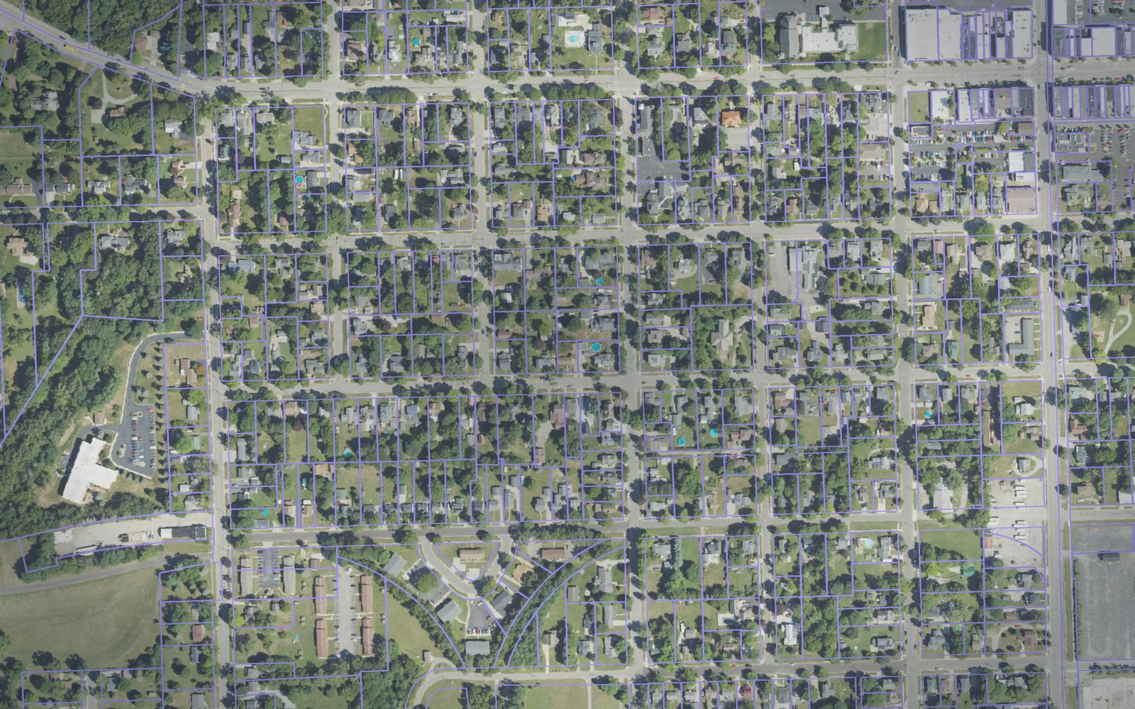 Parcel boundaries over aerial imagery of Lenawee County, Michigan
