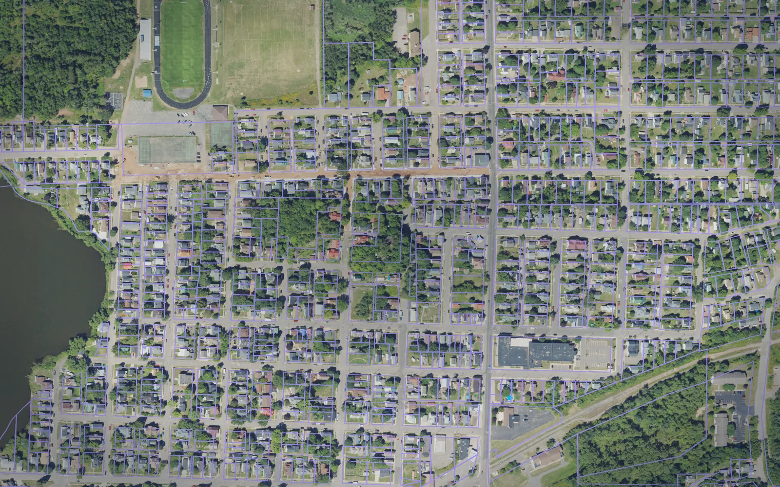 Parcel boundaries over aerial imagery of Marquette County, Michigan