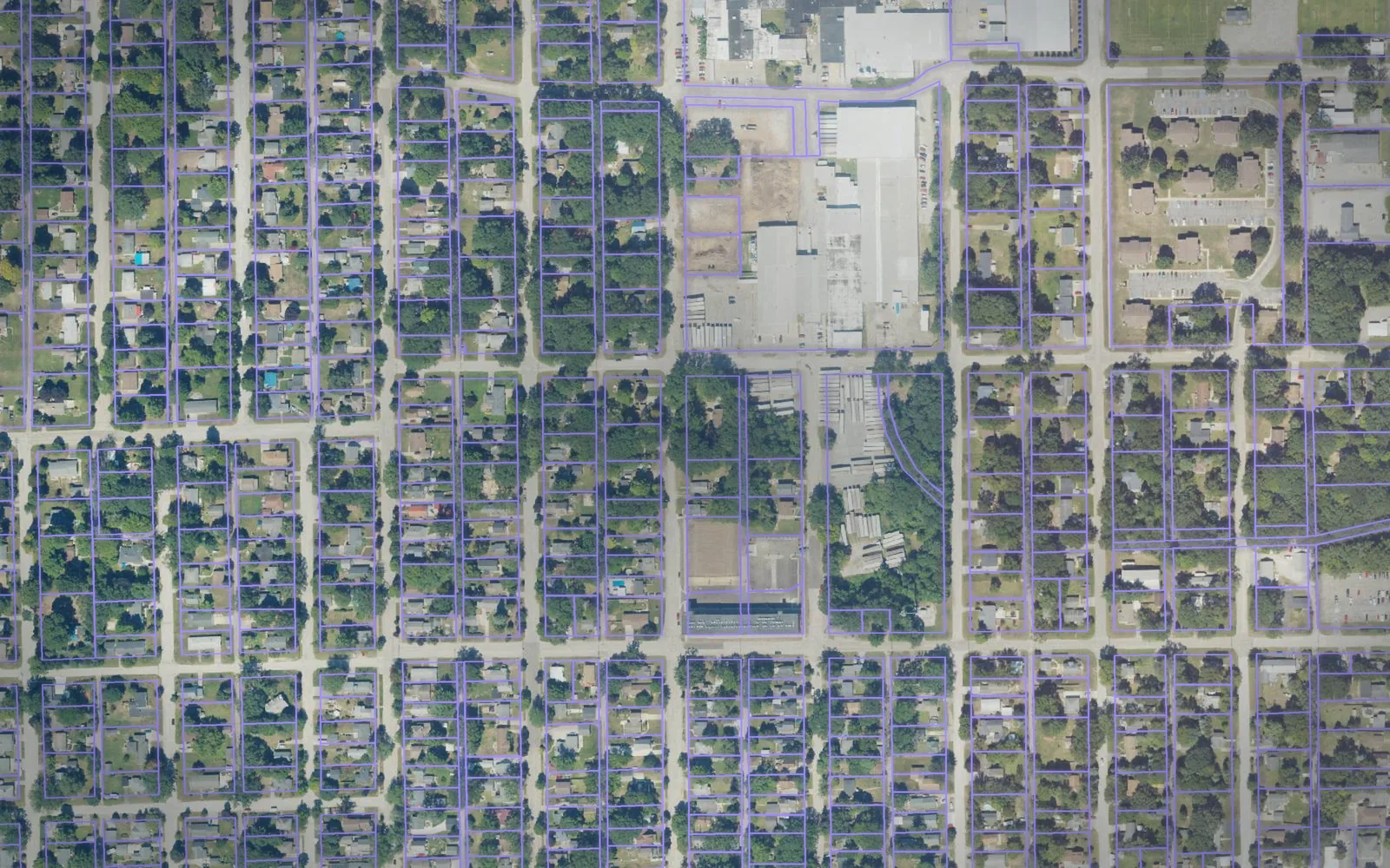 Parcel boundaries over aerial imagery of Mason County, Michigan