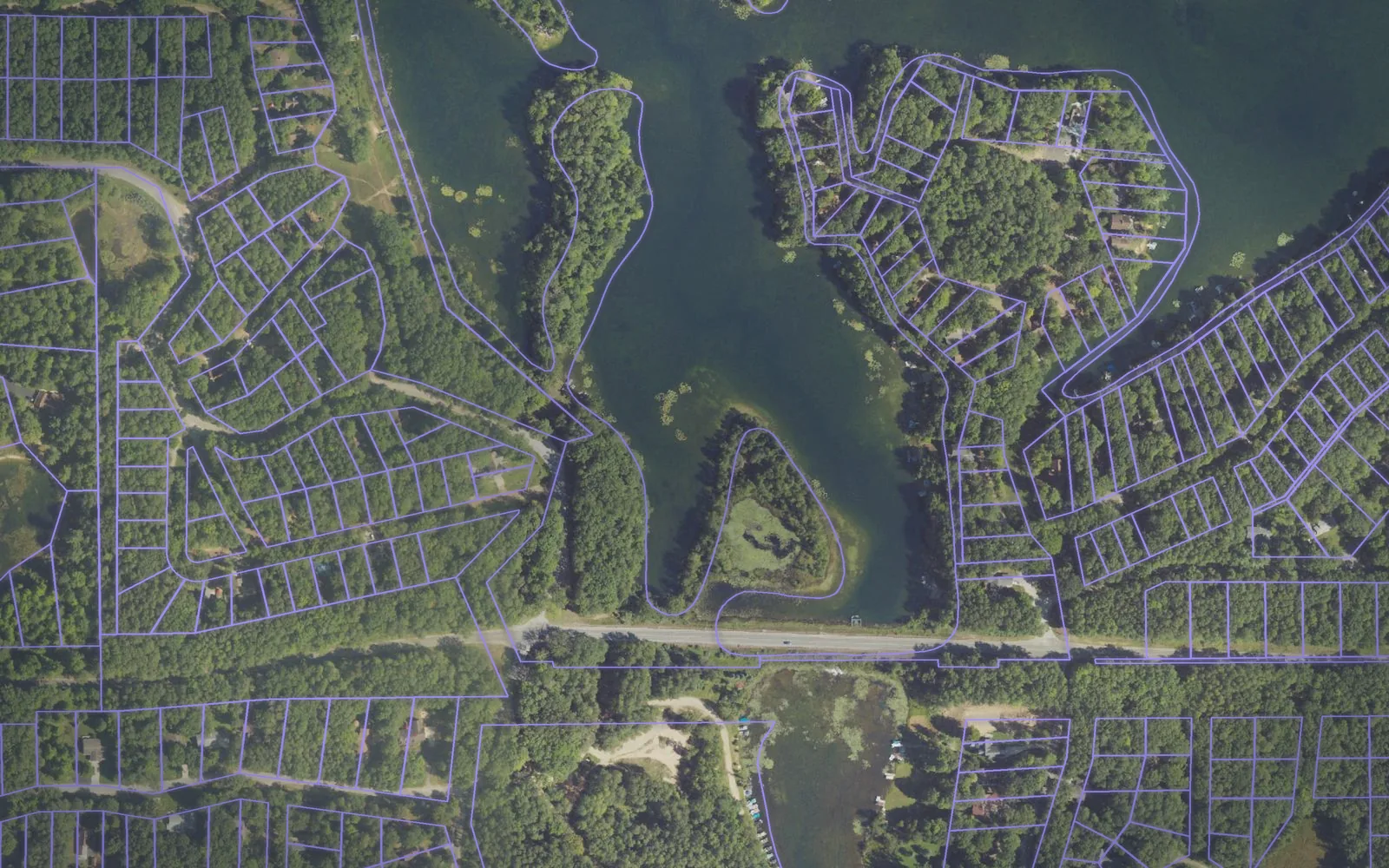 Parcel boundaries over aerial imagery of Mecosta County, Michigan