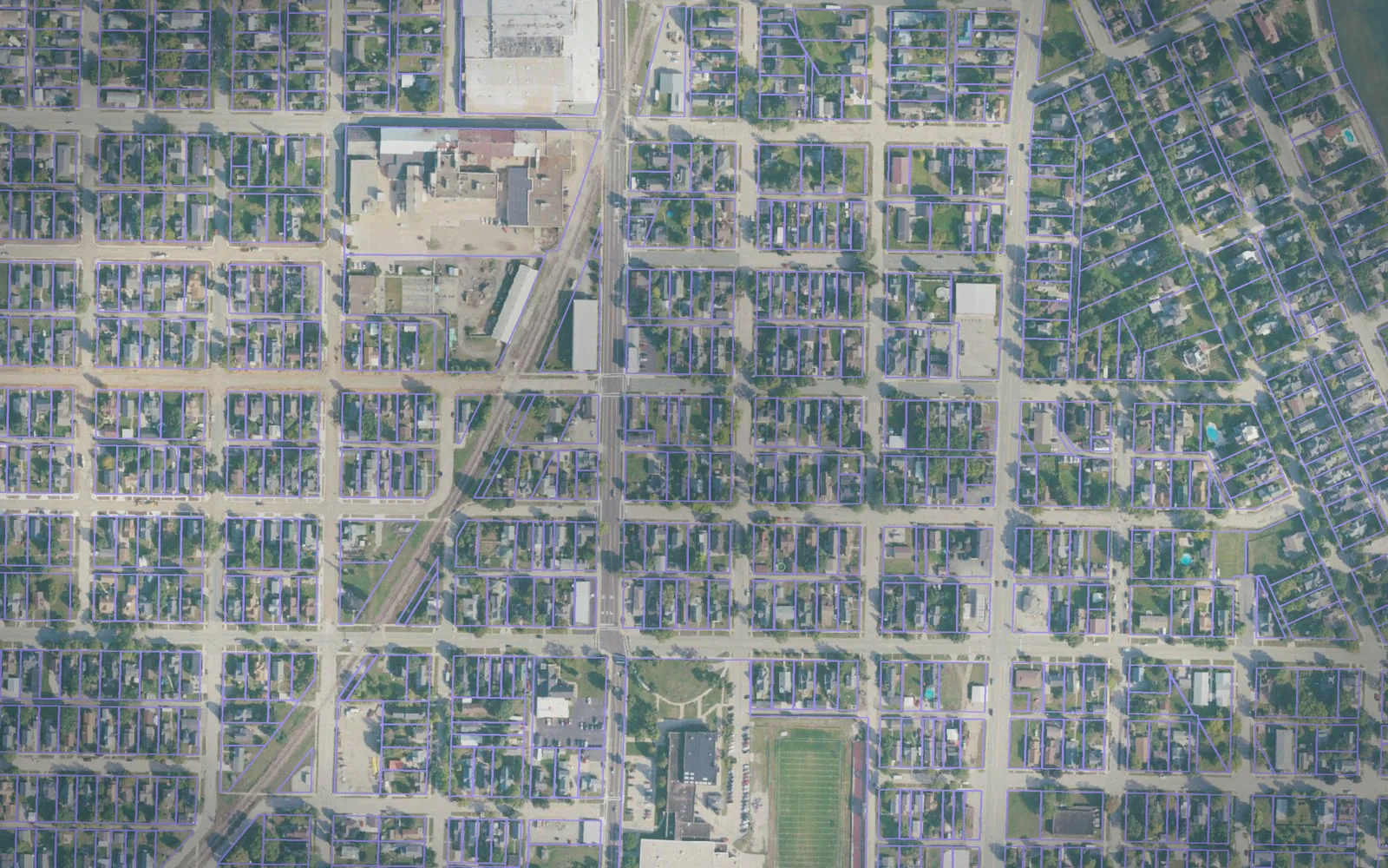 Parcel boundaries over aerial imagery of Menominee County, Michigan