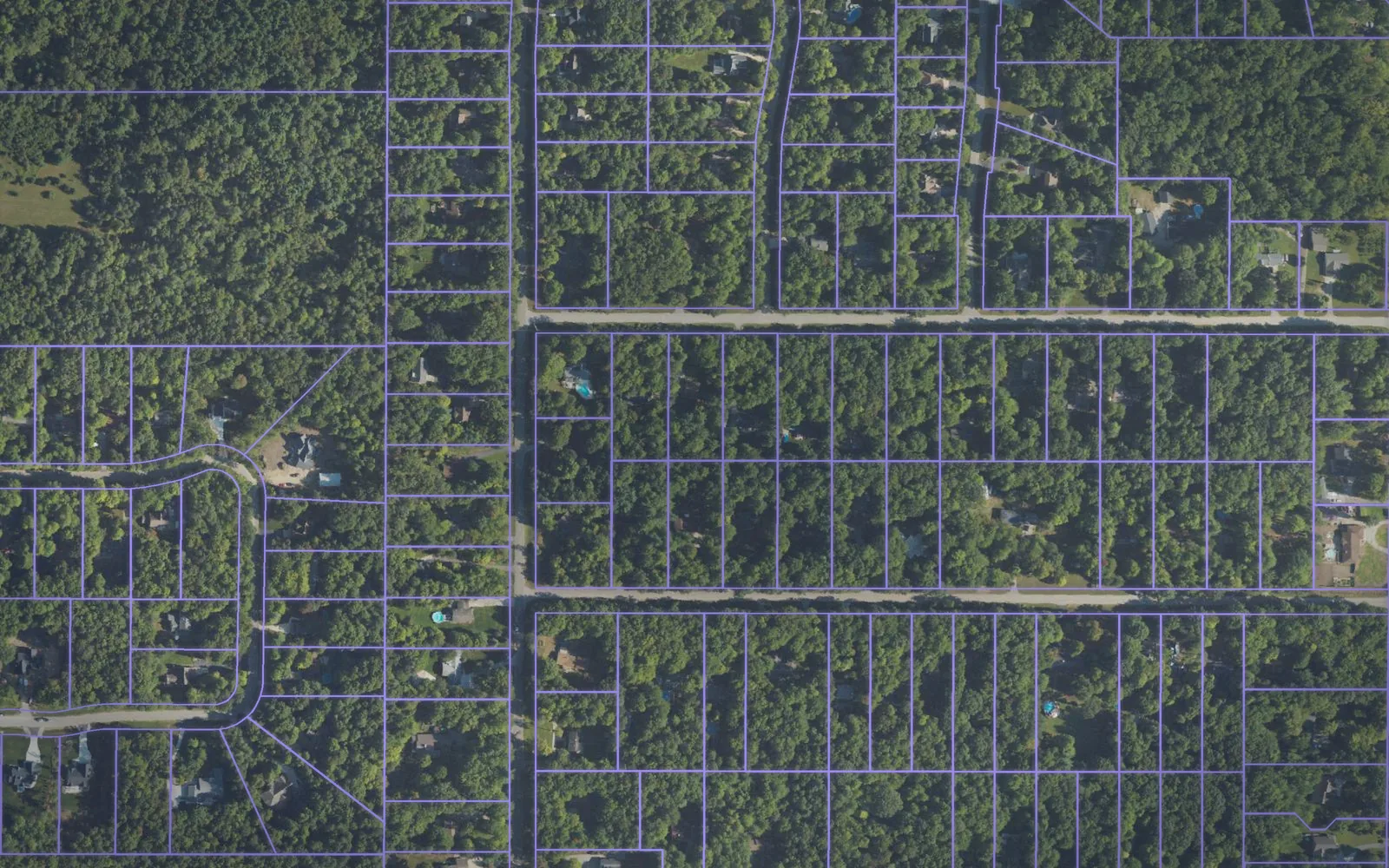 Parcel boundaries over aerial imagery of Midland County, Michigan