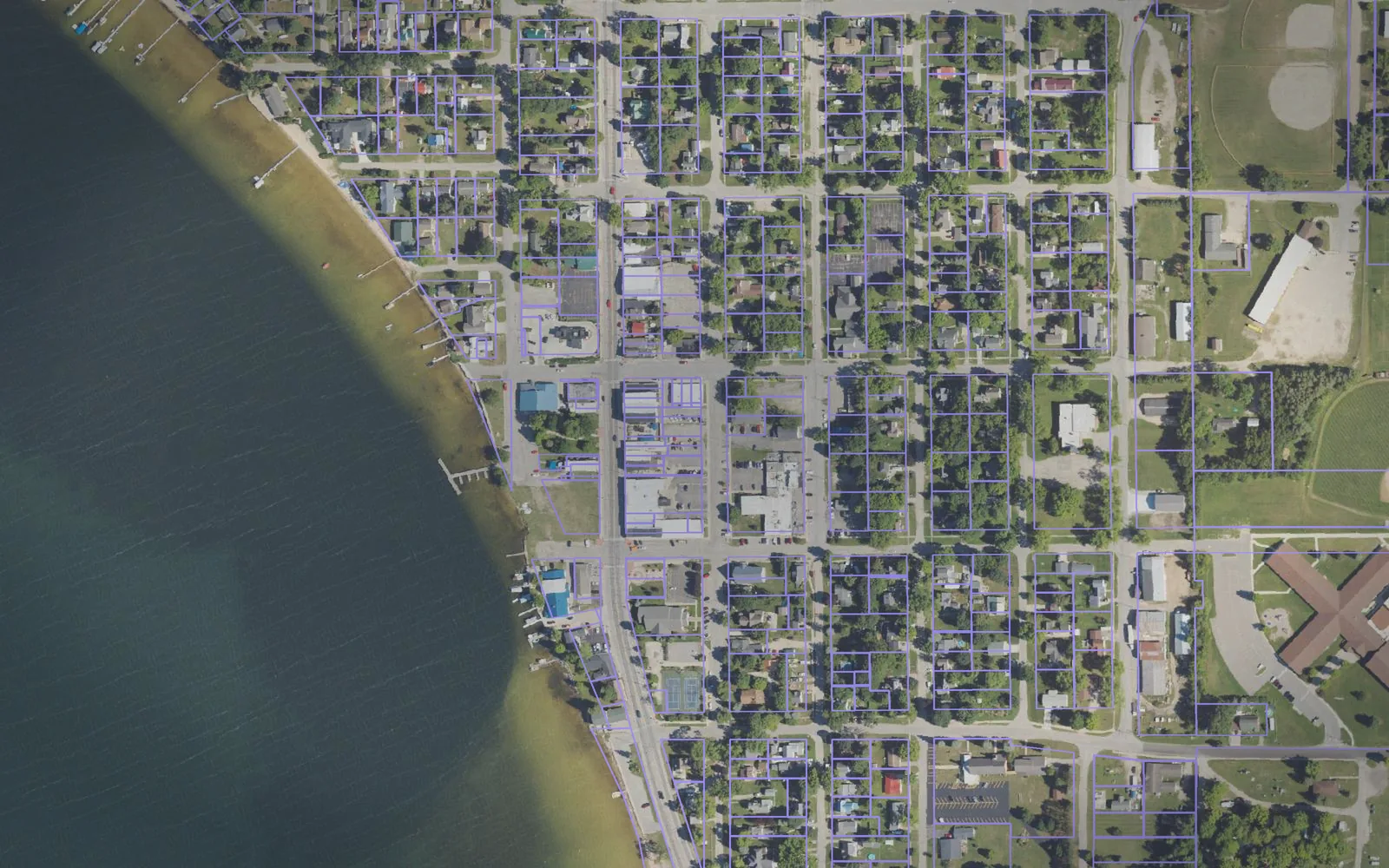 Parcel boundaries over aerial imagery of Missaukee County, Michigan