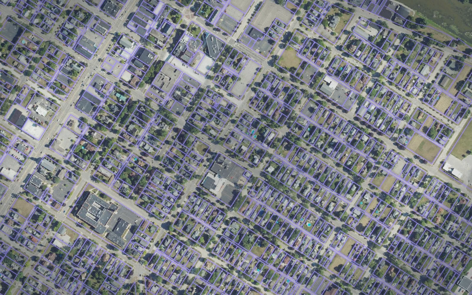 Parcel boundaries over aerial imagery of Monroe County, Michigan