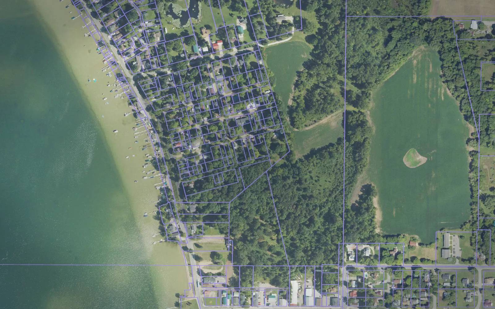 Parcel boundaries over aerial imagery of Montcalm County, Michigan