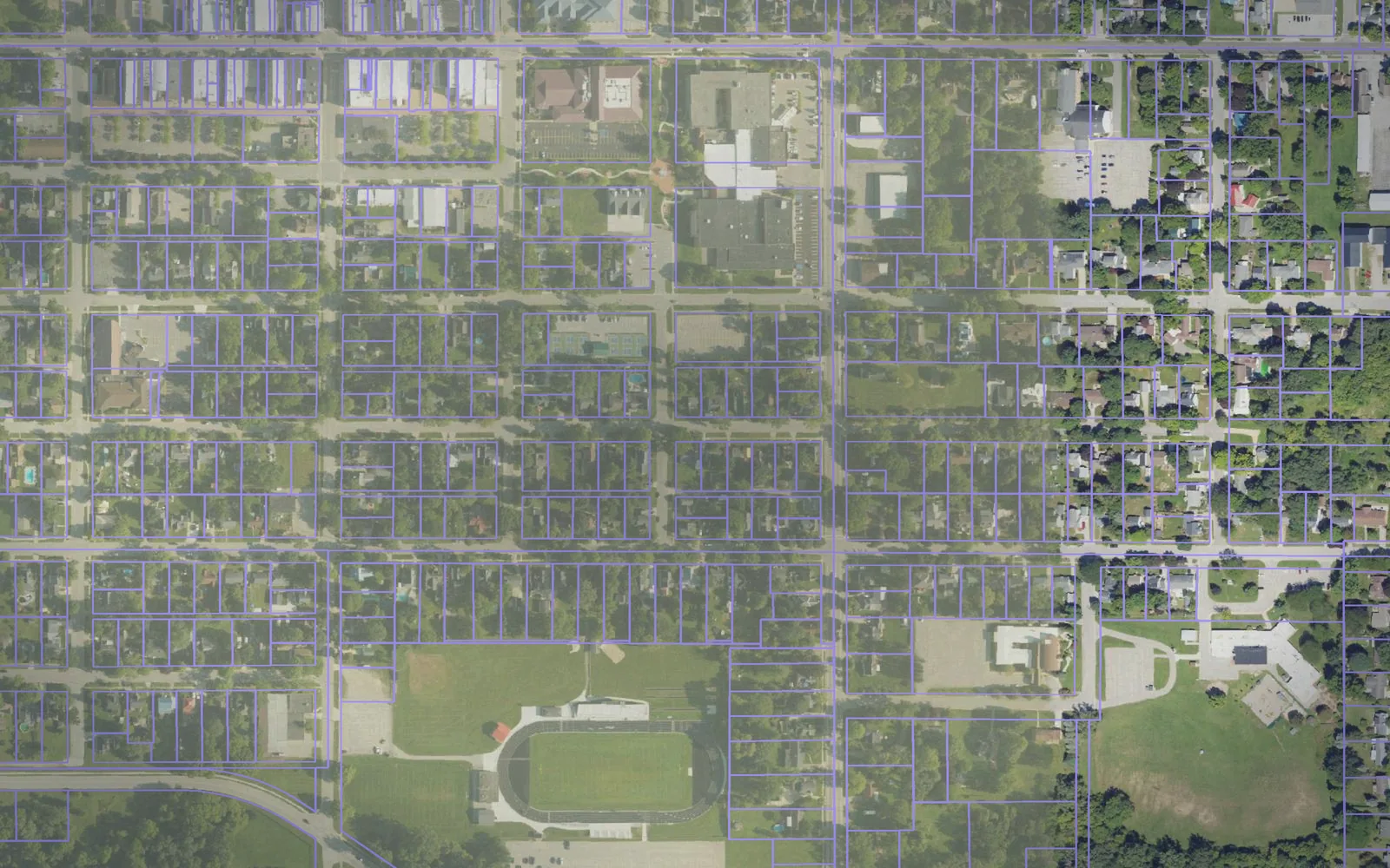 Parcel boundaries over aerial imagery of Newaygo County, Michigan