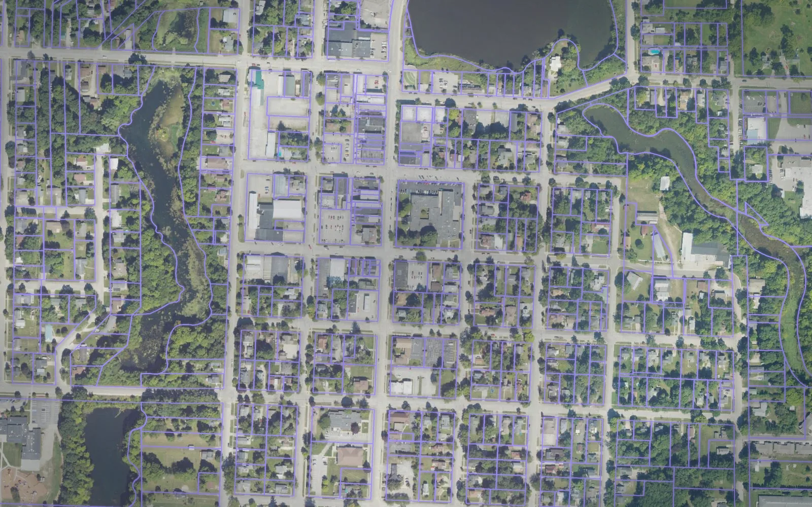 Parcel boundaries over aerial imagery of Oceana County, Michigan