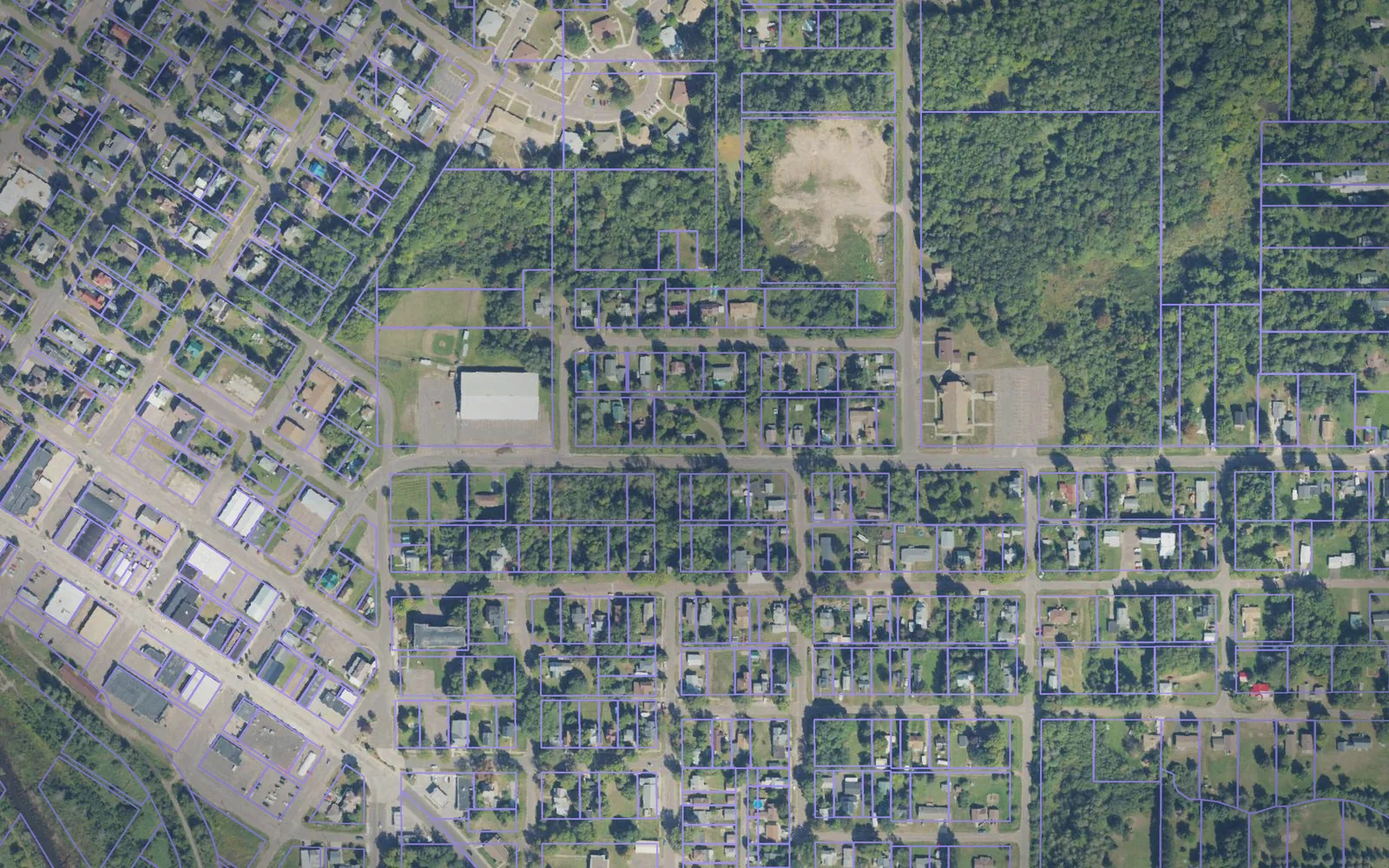 Parcel boundaries over aerial imagery of Ontonagon County, Michigan