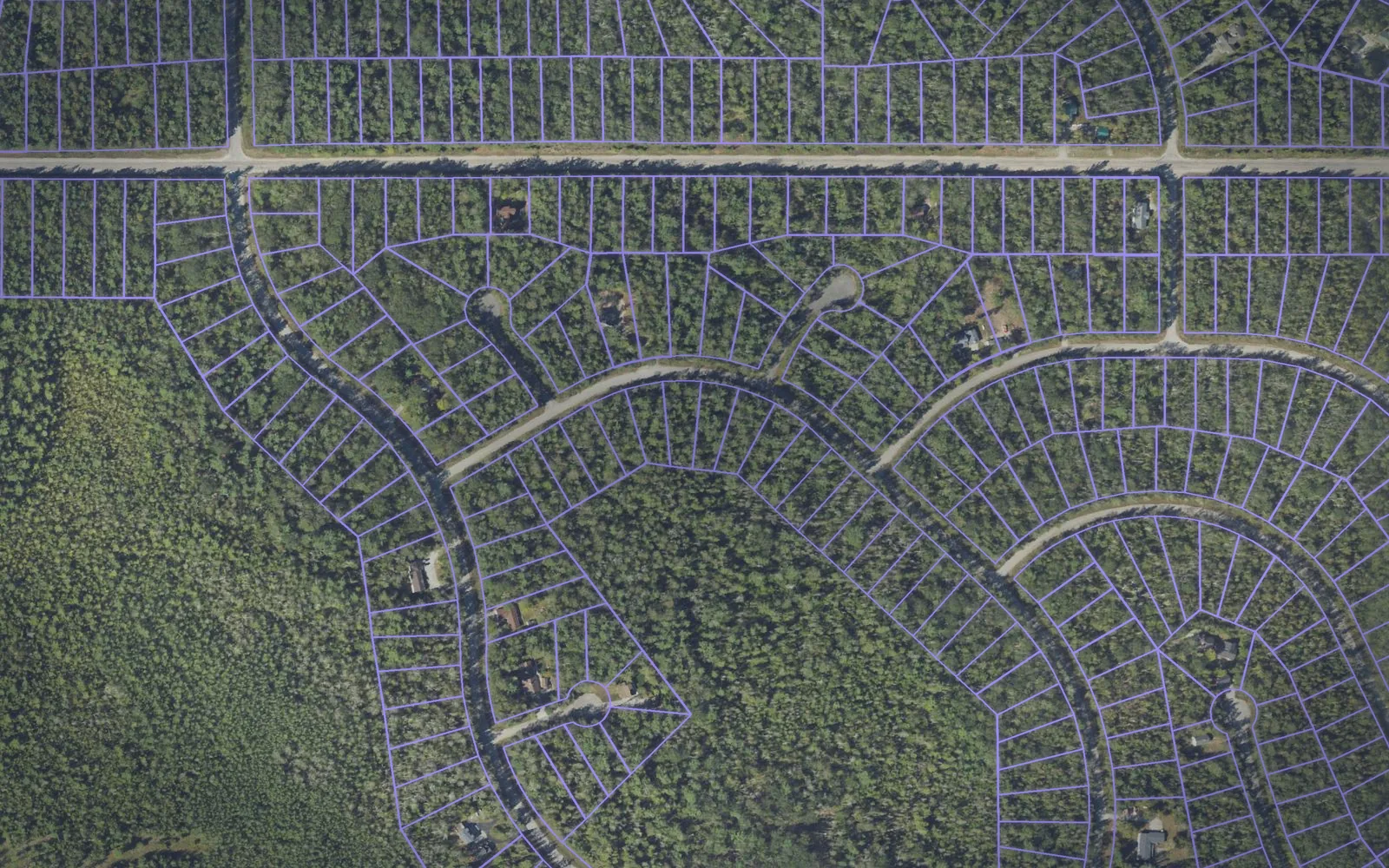 Parcel boundaries over aerial imagery of Presque Isle County, Michigan