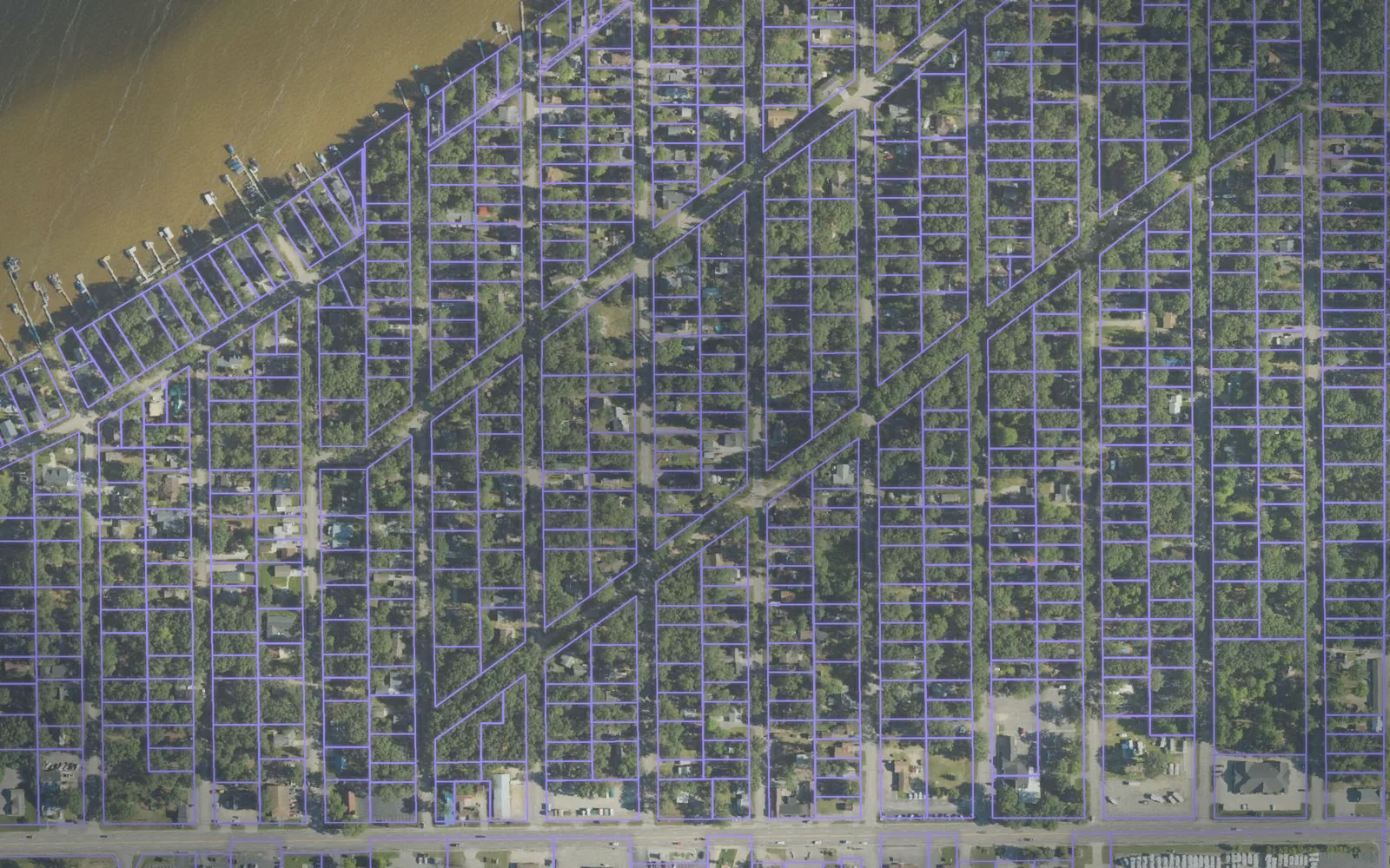 Parcel boundaries over aerial imagery of Roscommon County, Michigan
