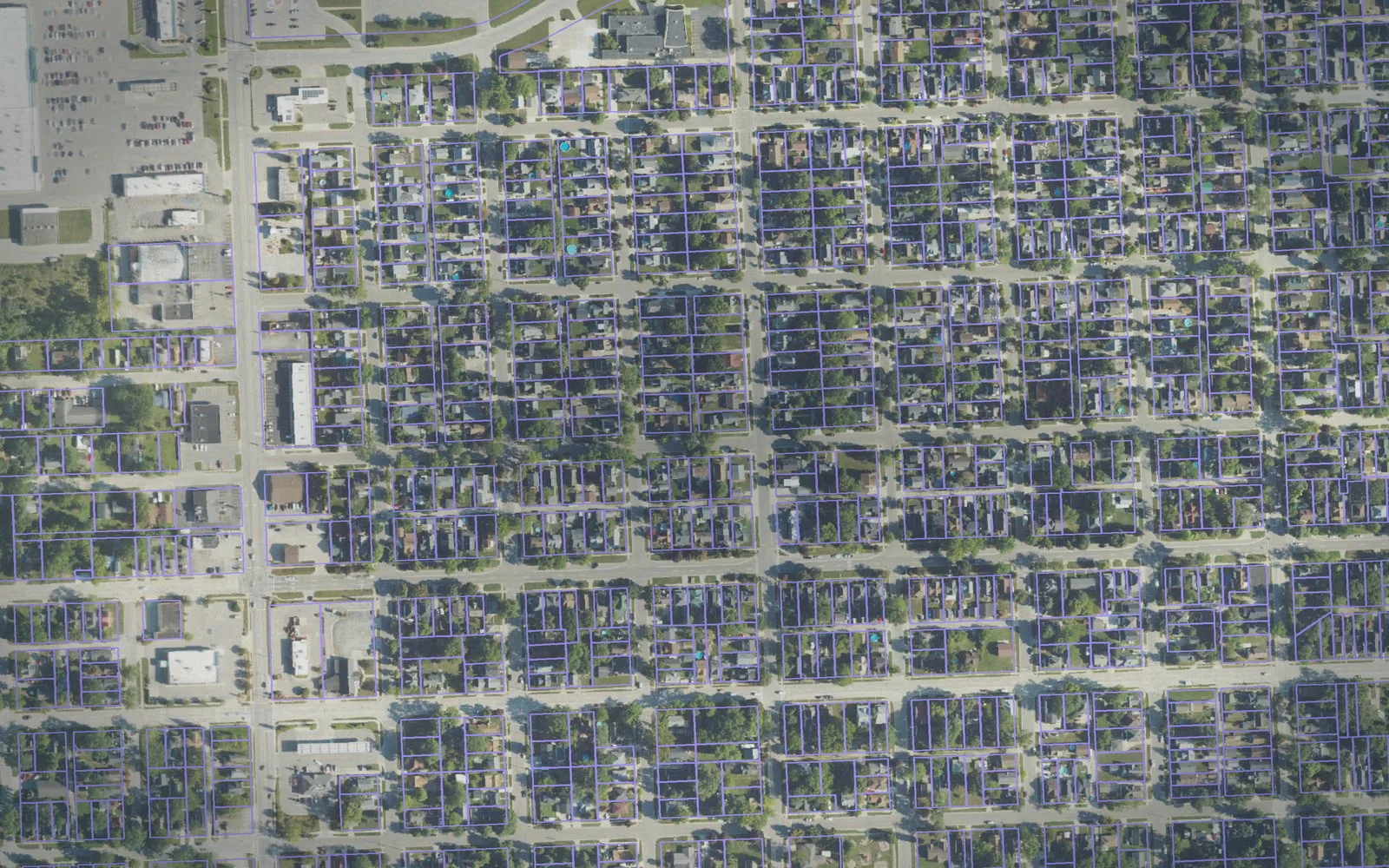 Parcel boundaries over aerial imagery of St. Clair County, Michigan