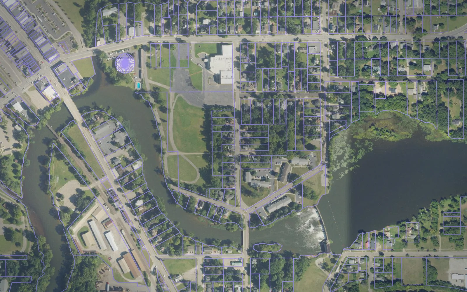Parcel boundaries over aerial imagery of St. Joseph County, Michigan
