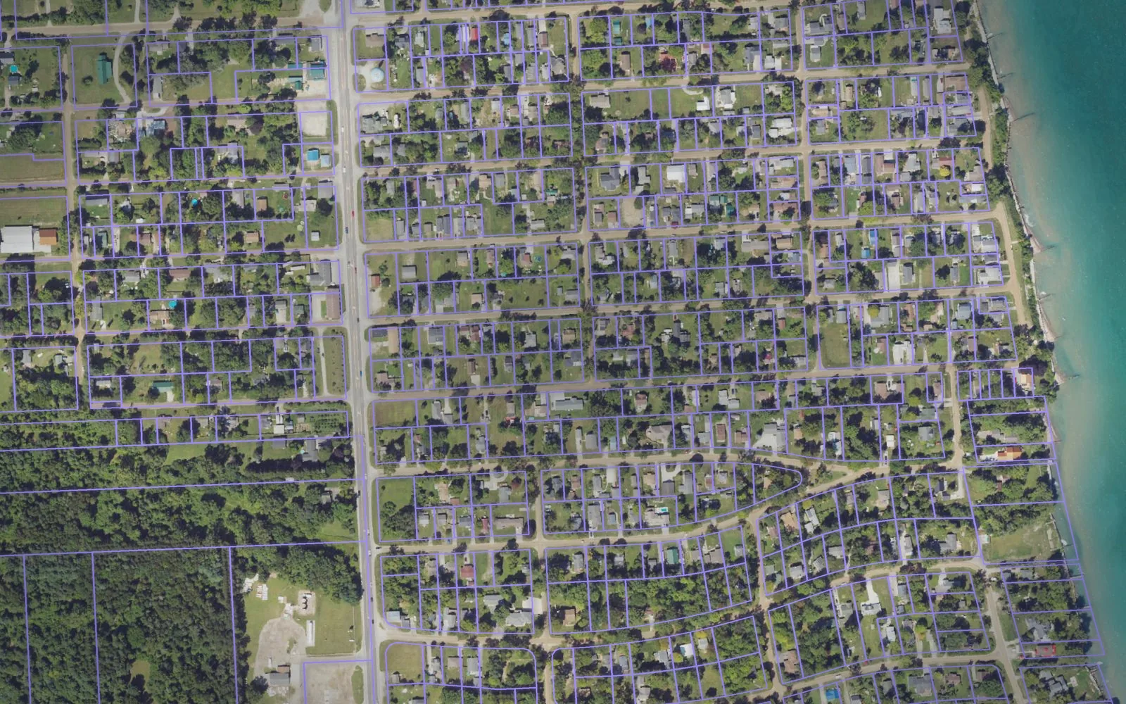 Parcel boundaries over aerial imagery of Sanilac County, Michigan