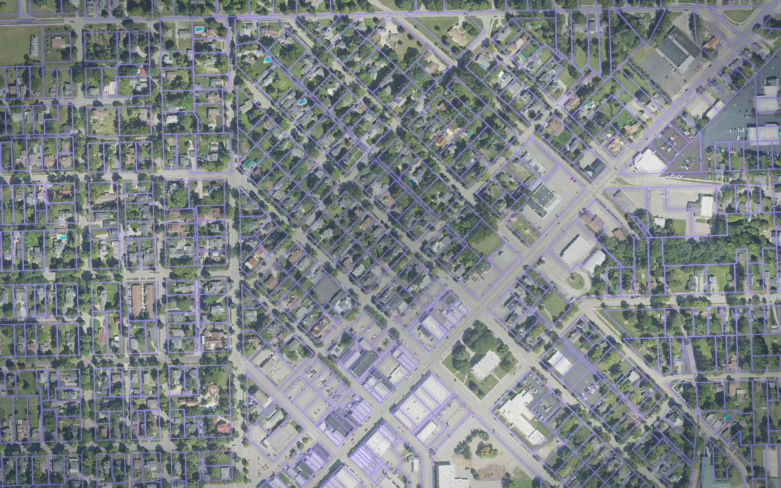 Parcel boundaries over aerial imagery of Tuscola County, Michigan
