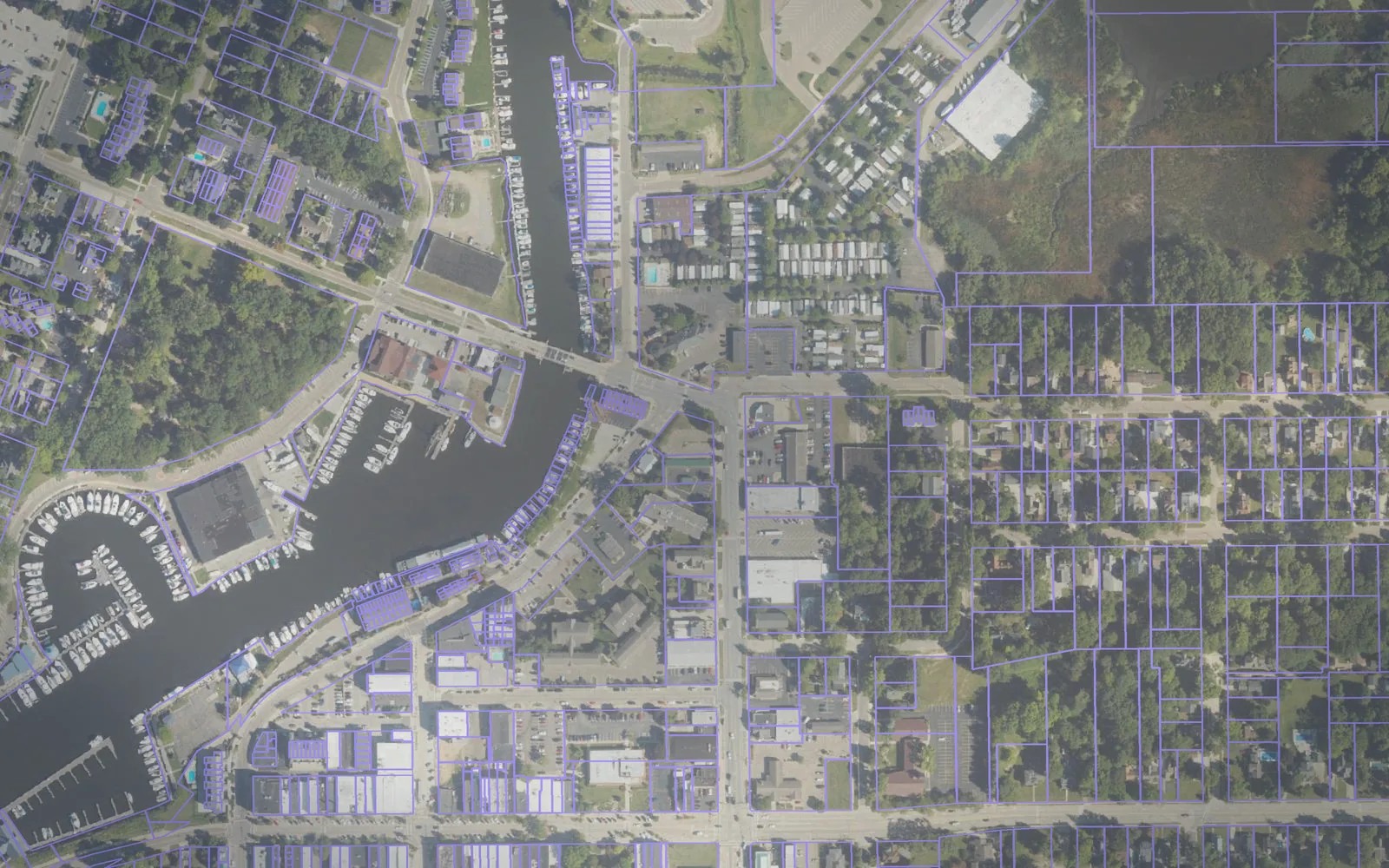 Parcel boundaries over aerial imagery of Van Buren County, Michigan