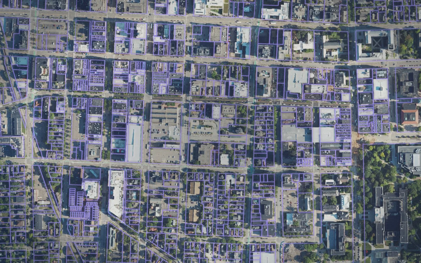 Parcel boundaries over aerial imagery of Washtenaw County, Michigan