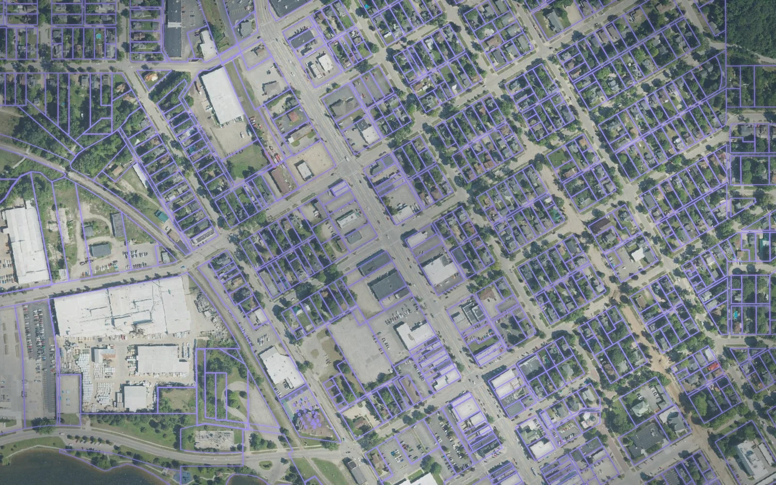 Parcel boundaries over aerial imagery of Wexford County, Michigan