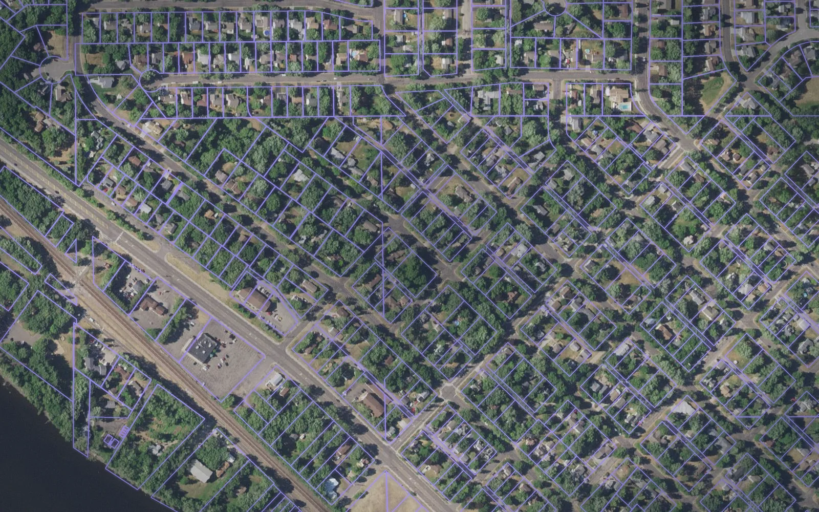 Parcel boundaries over aerial imagery of Benton County, Minnesota