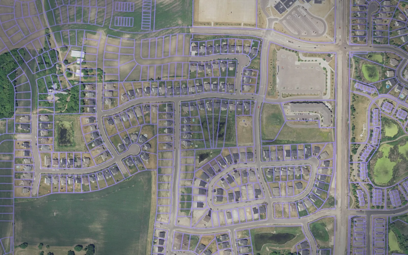 Parcel boundaries over aerial imagery of Carver County, Minnesota