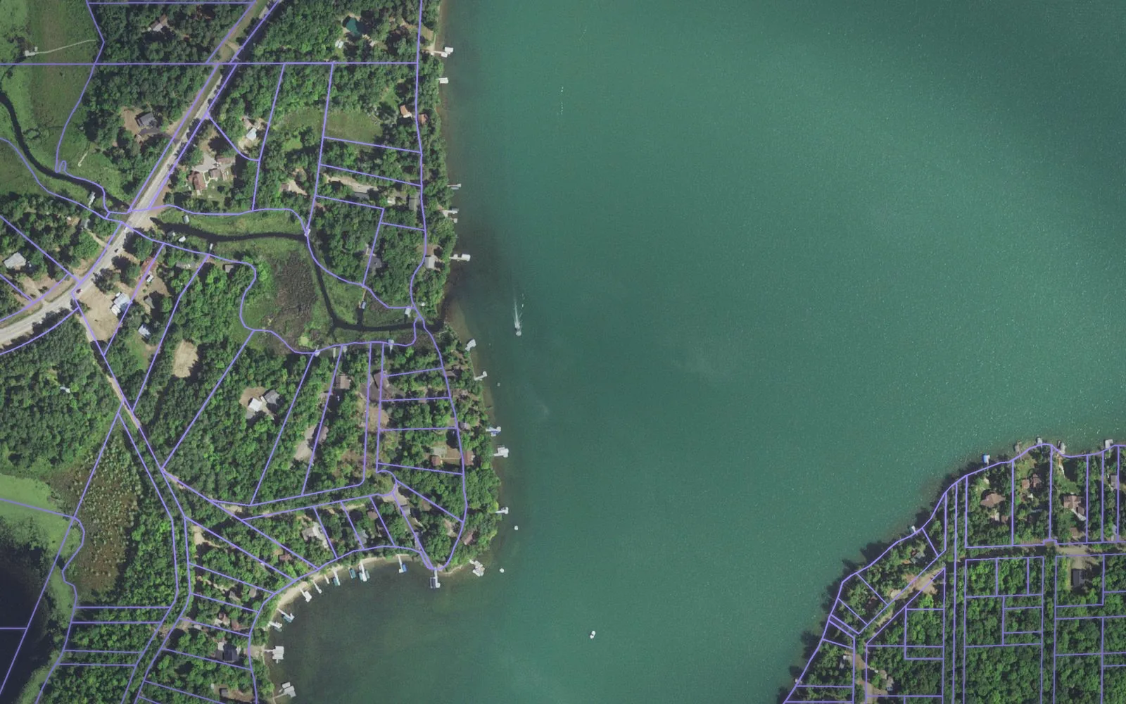 Parcel boundaries over aerial imagery of Cass County, Minnesota
