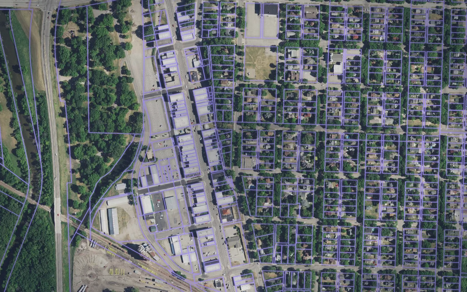 Parcel boundaries over aerial imagery of Chippewa County, Minnesota