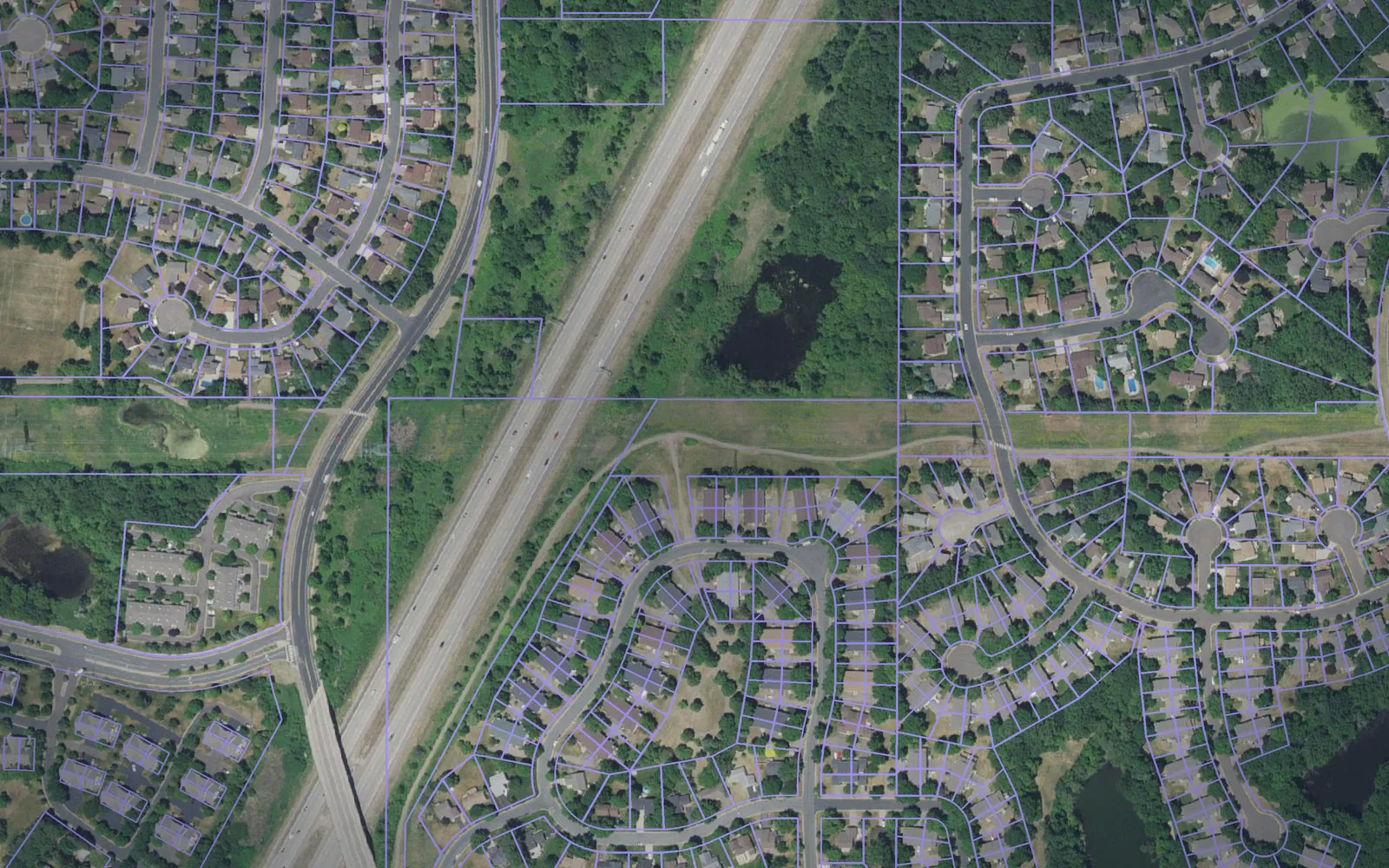 Parcel boundaries over aerial imagery of Dakota County, Minnesota