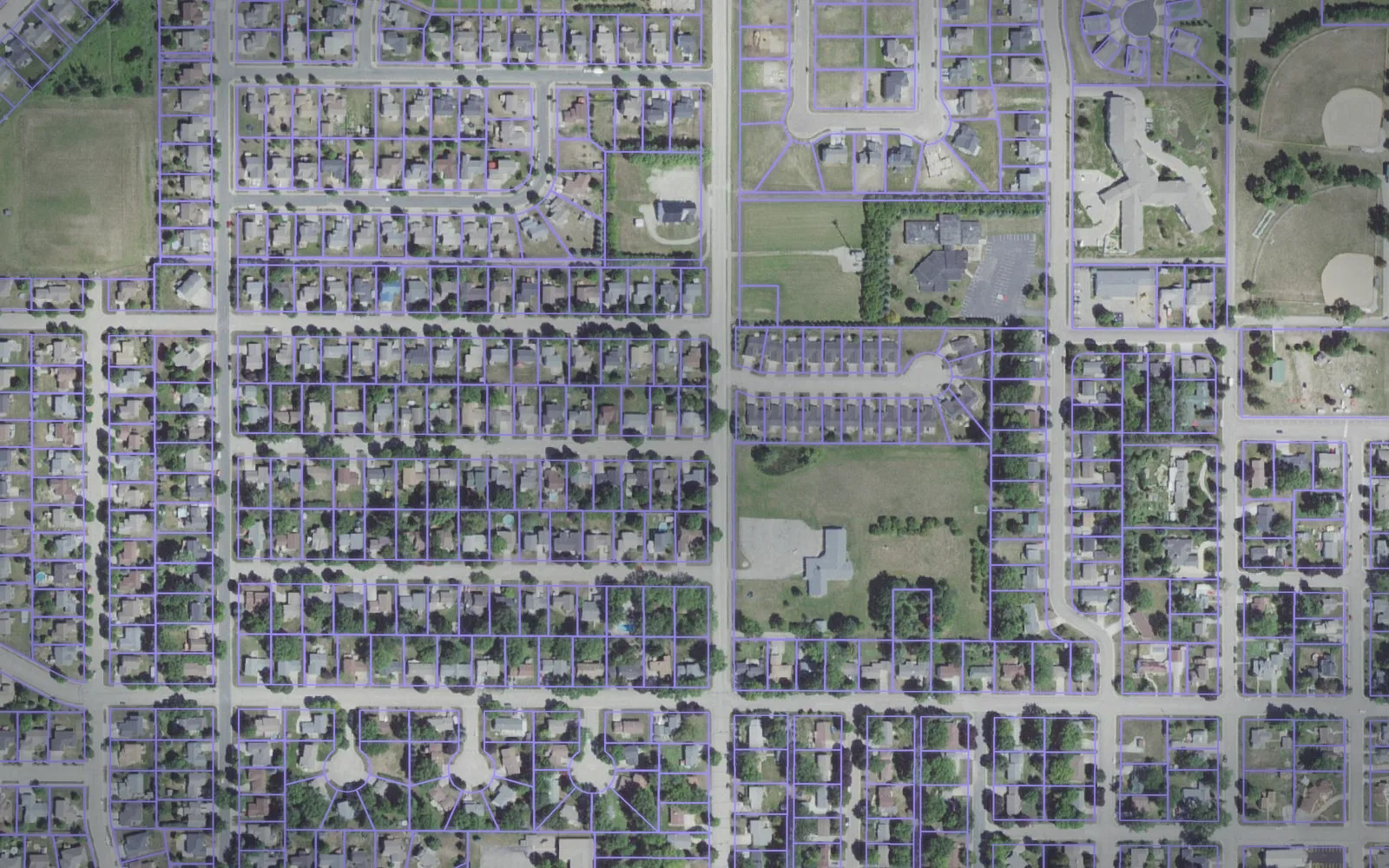 Parcel boundaries over aerial imagery of Dodge County, Minnesota