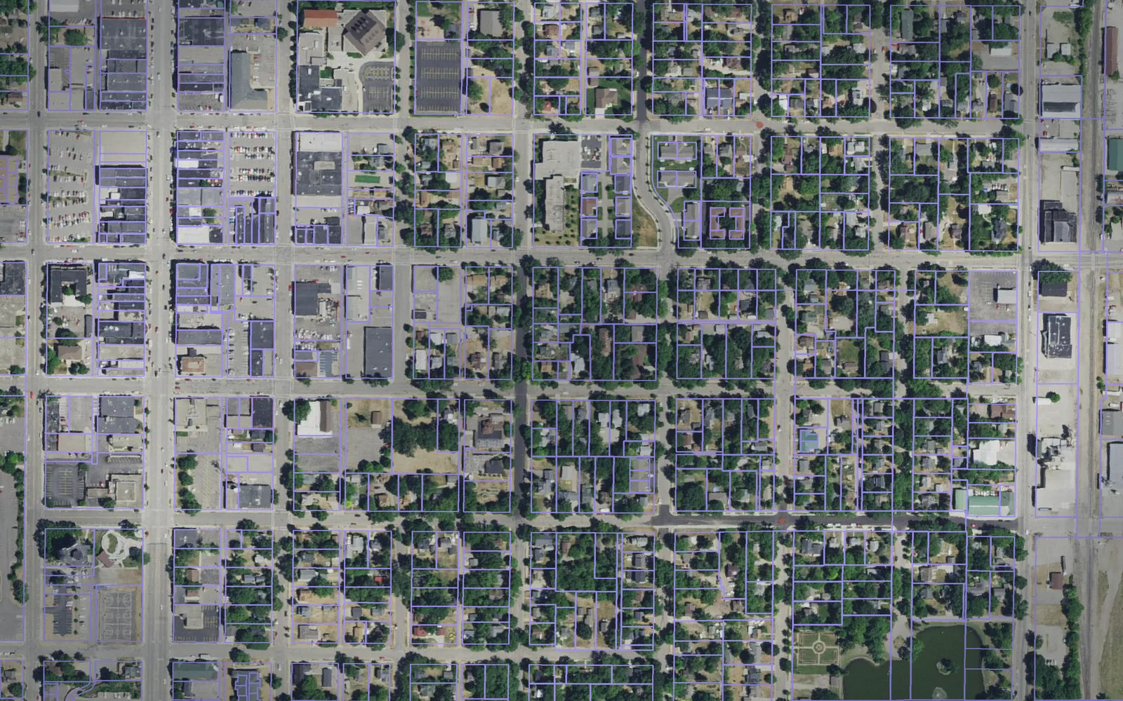 Parcel boundaries over aerial imagery of Douglas County, Minnesota