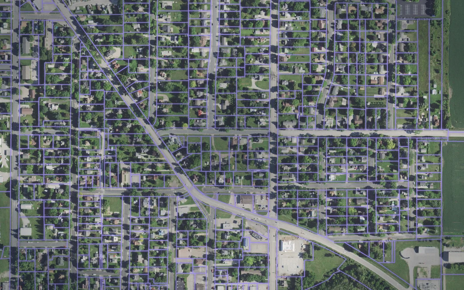 Parcel boundaries over aerial imagery of Fillmore County, Minnesota