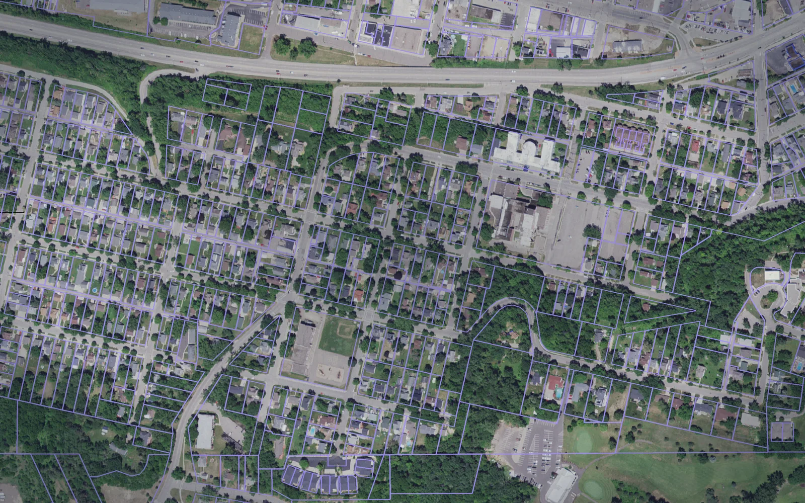 Parcel boundaries over aerial imagery of Goodhue County, Minnesota