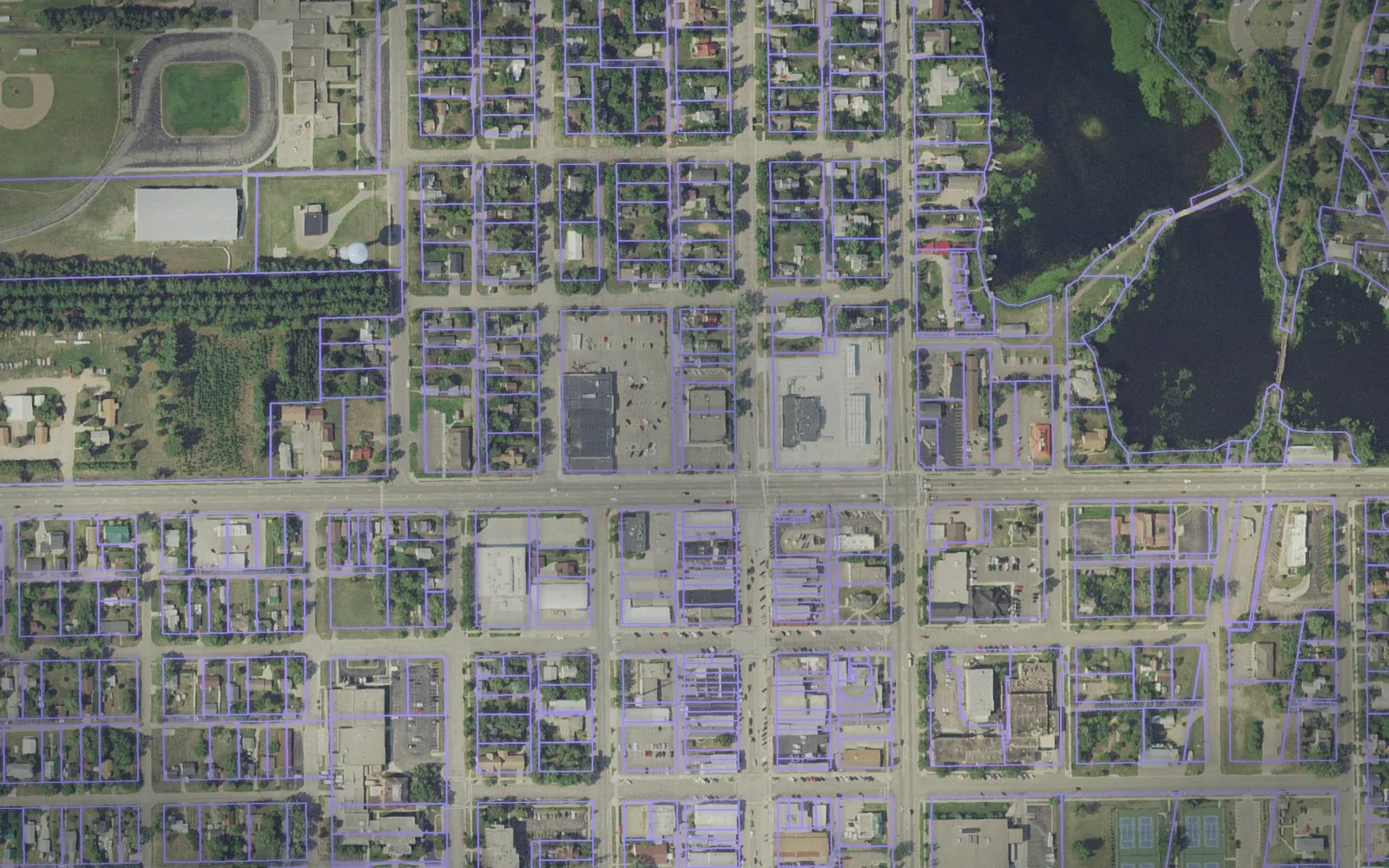 Parcel boundaries over aerial imagery of Hubbard County, Minnesota