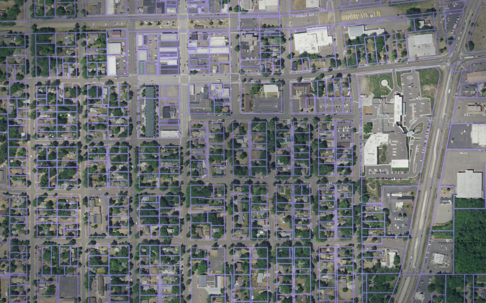 Parcel boundaries over aerial imagery of Kanabec County, Minnesota
