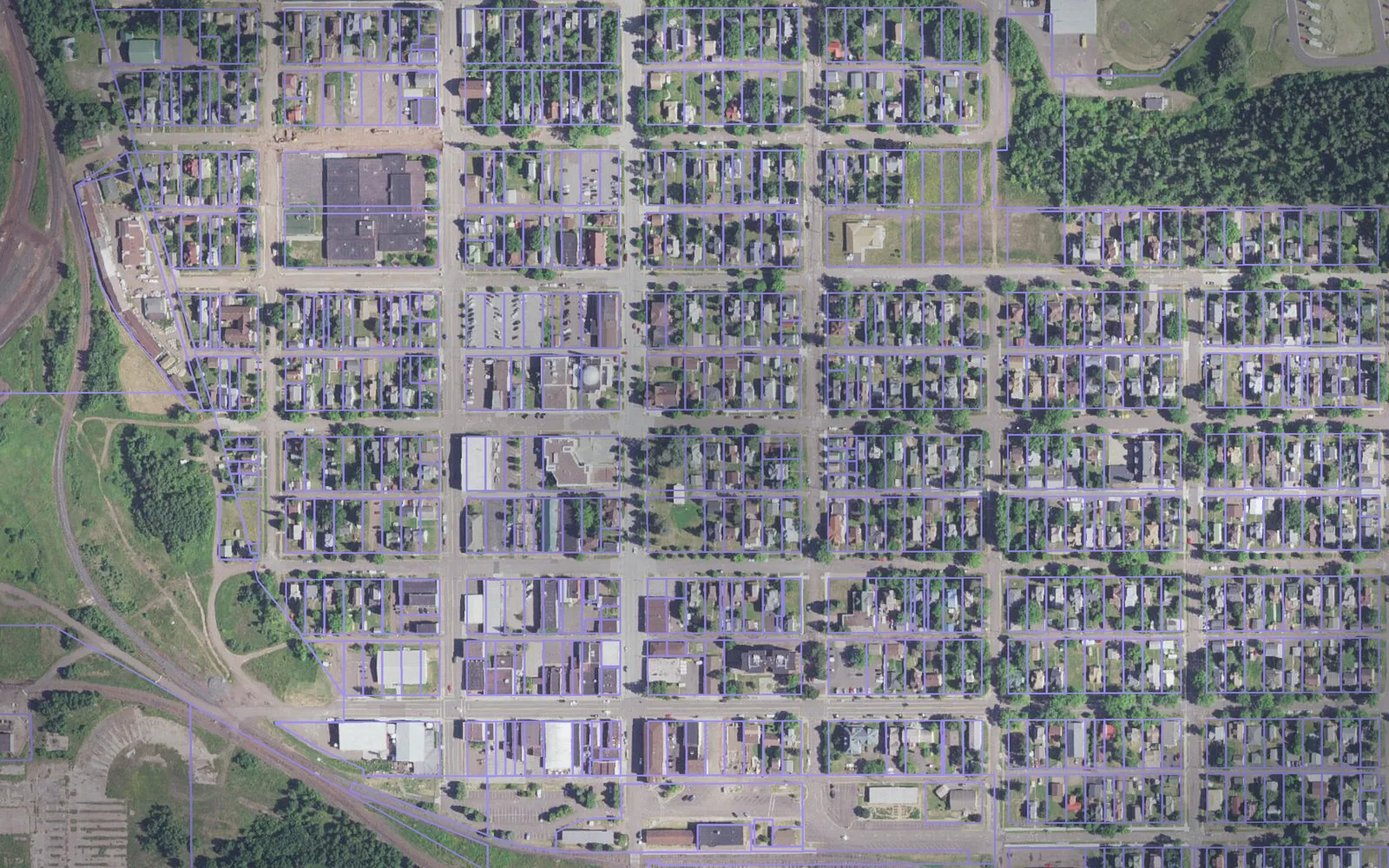 Parcel boundaries over aerial imagery of Lake County, Minnesota