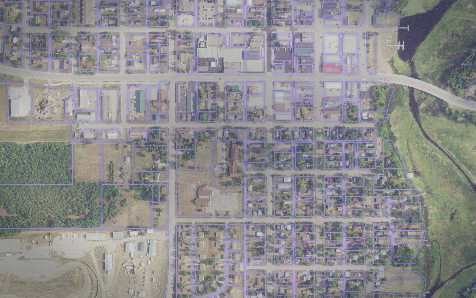 Parcel boundaries over aerial imagery of Lake of the Woods County, Minnesota