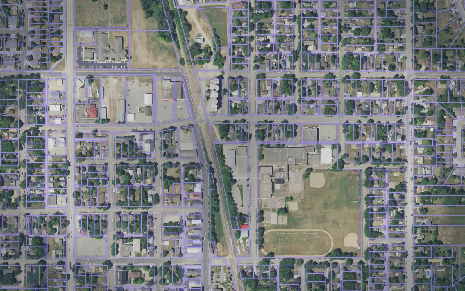 Parcel boundaries over aerial imagery of Le Sueur County, Minnesota