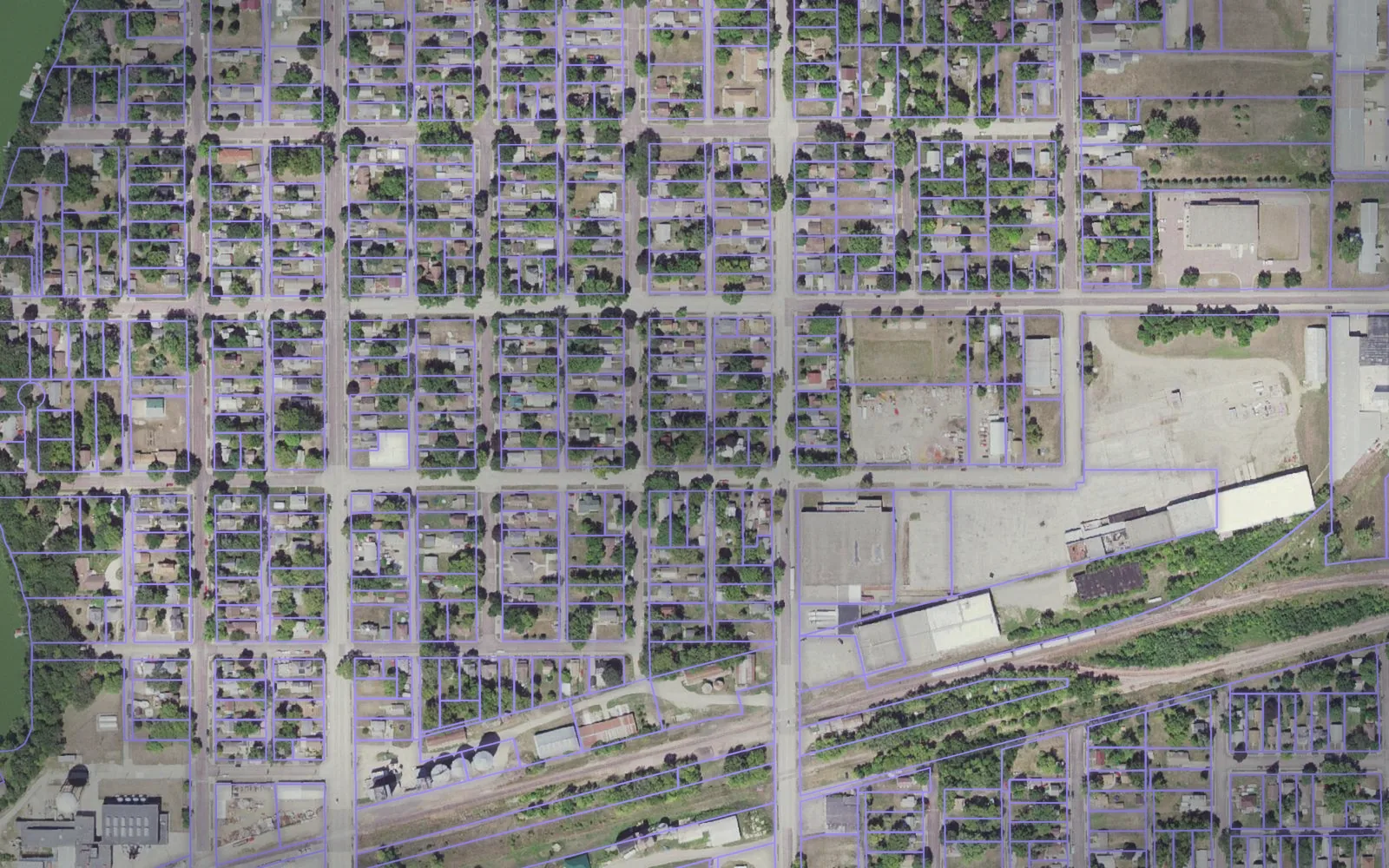 Parcel boundaries over aerial imagery of Martin County, Minnesota