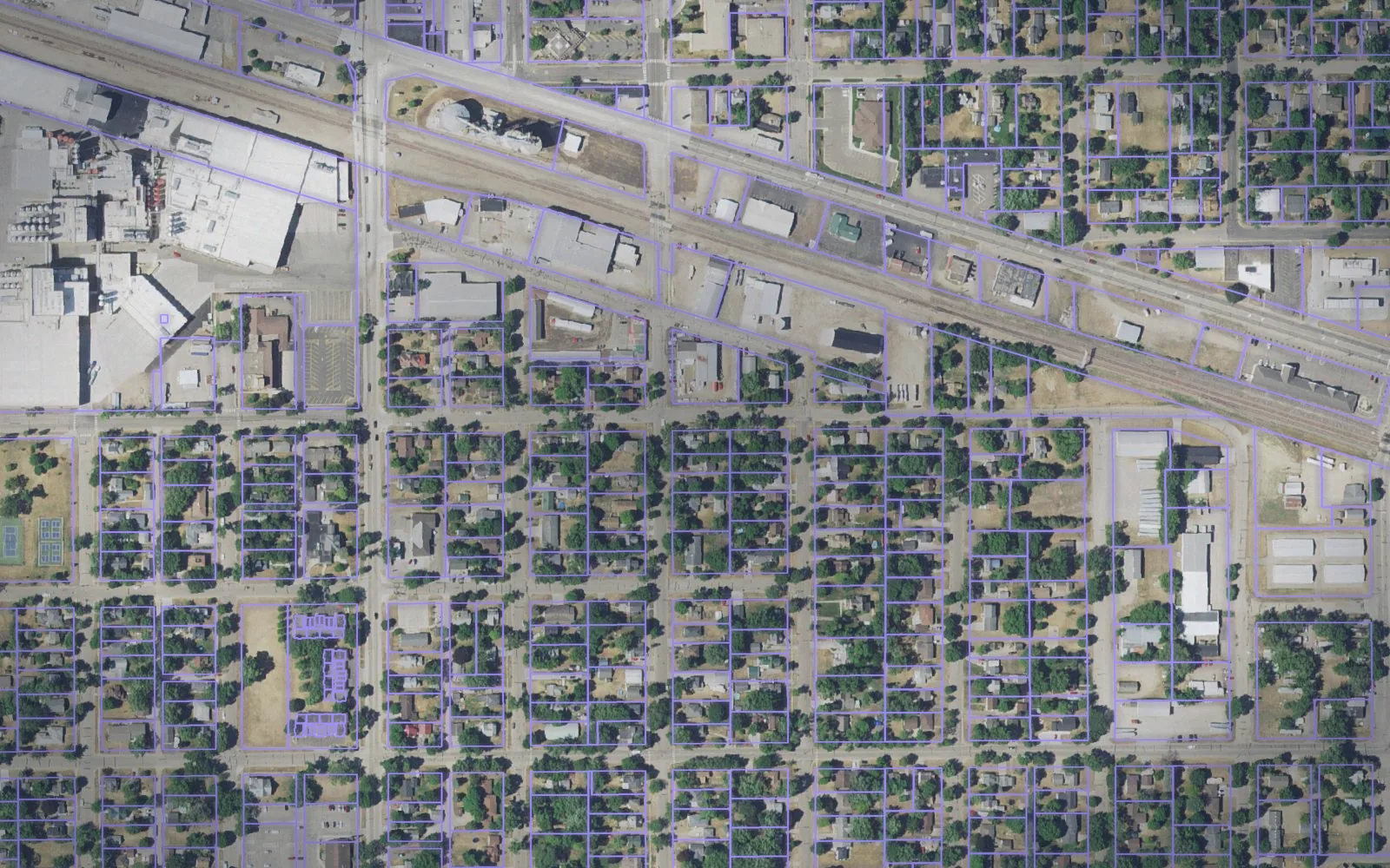 Parcel boundaries over aerial imagery of Meeker County, Minnesota