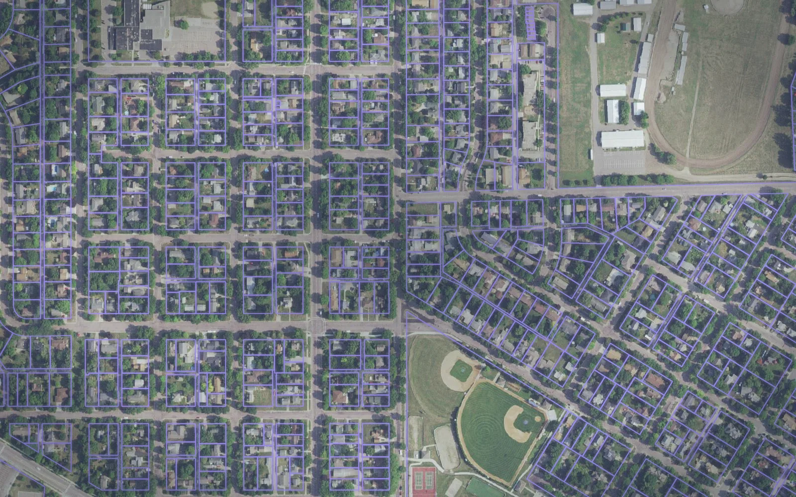 Parcel boundaries over aerial imagery of Nicollet County, Minnesota
