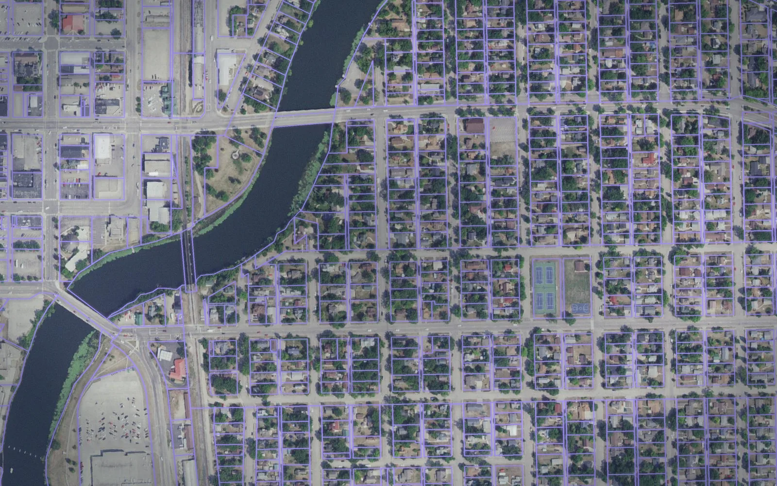 Parcel boundaries over aerial imagery of Pennington County, Minnesota