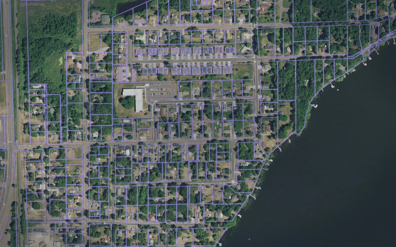 Parcel boundaries over aerial imagery of Pine County, Minnesota