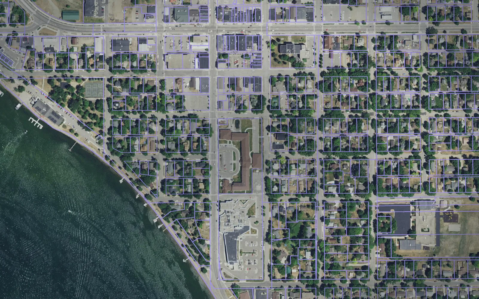Parcel boundaries over aerial imagery of Pope County, Minnesota
