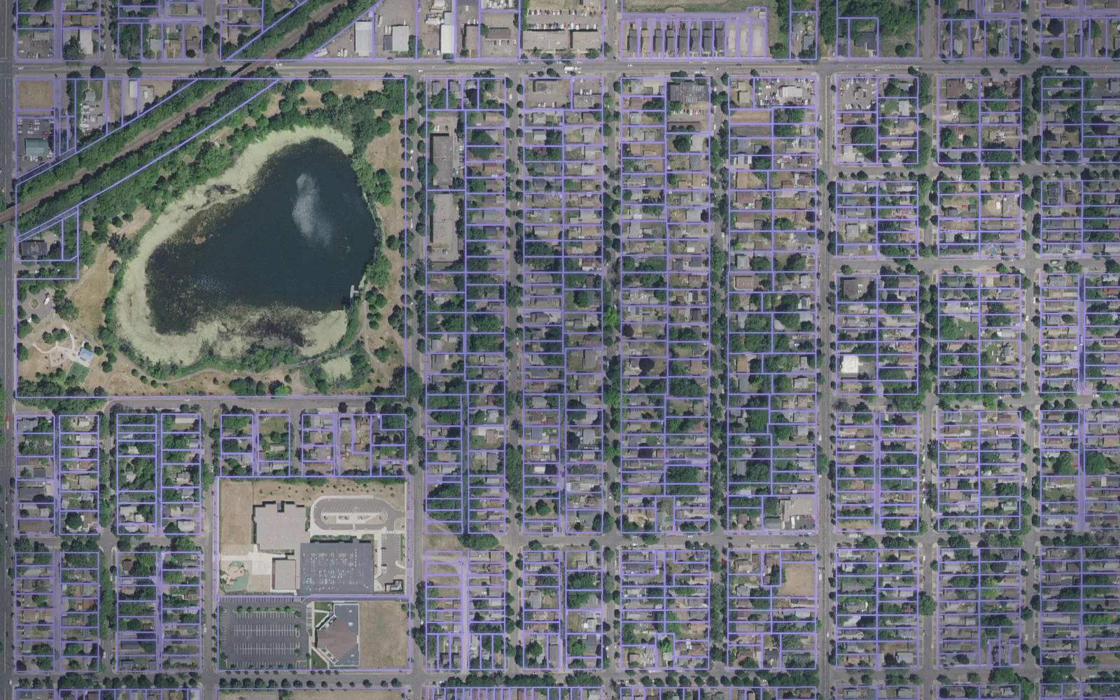 Parcel boundaries over aerial imagery of Ramsey County, Minnesota